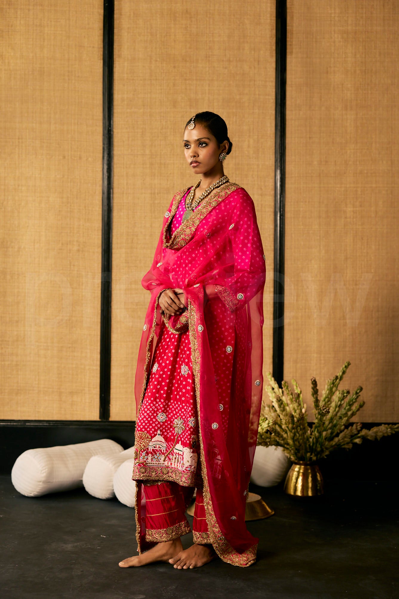 Thread & Sequin Embroidery kurta with delicate Marori & Bead & embroidery , pants & Dupatta