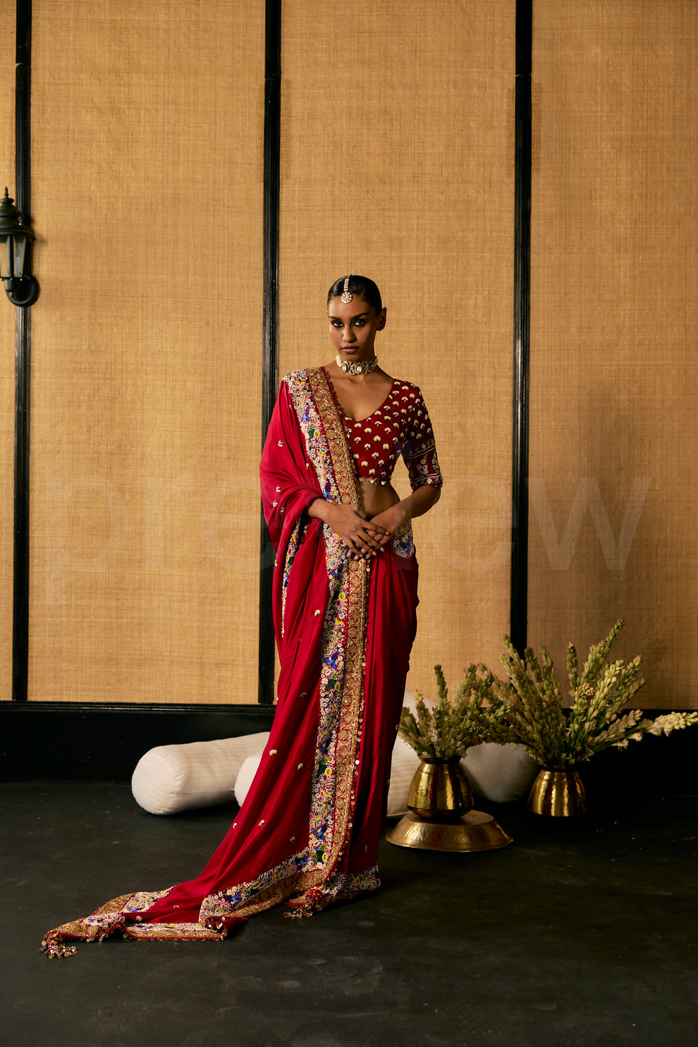 Saree with delicate Marori & Bead embroidery and Dupatta