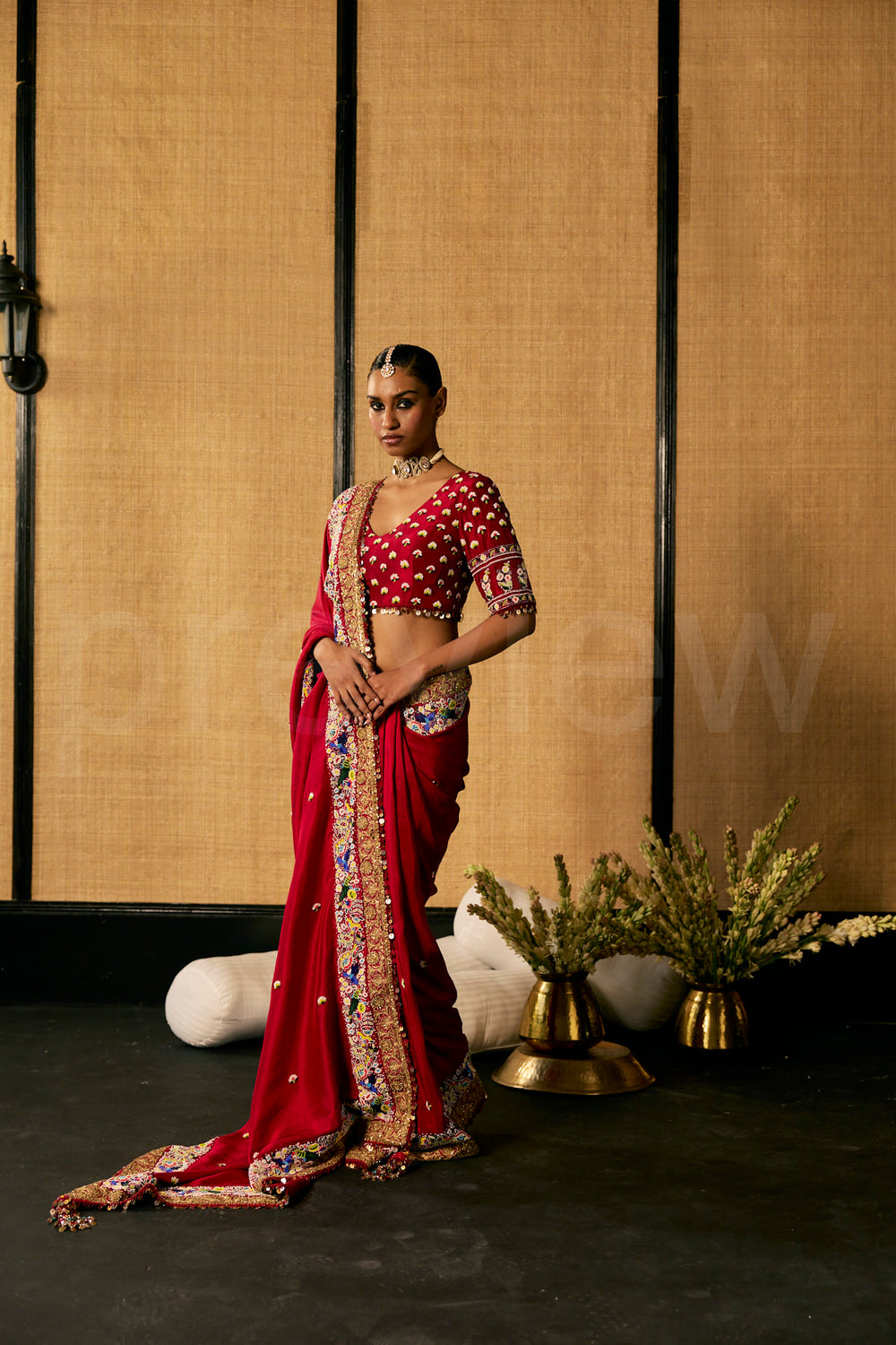 Saree with delicate Marori & Bead embroidery and Dupatta