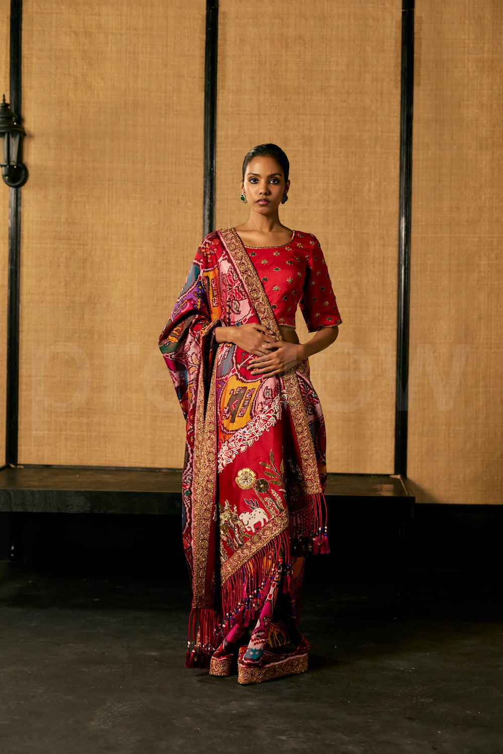 Pichwai Zardozi and Bead Embroidery multi color patola saree