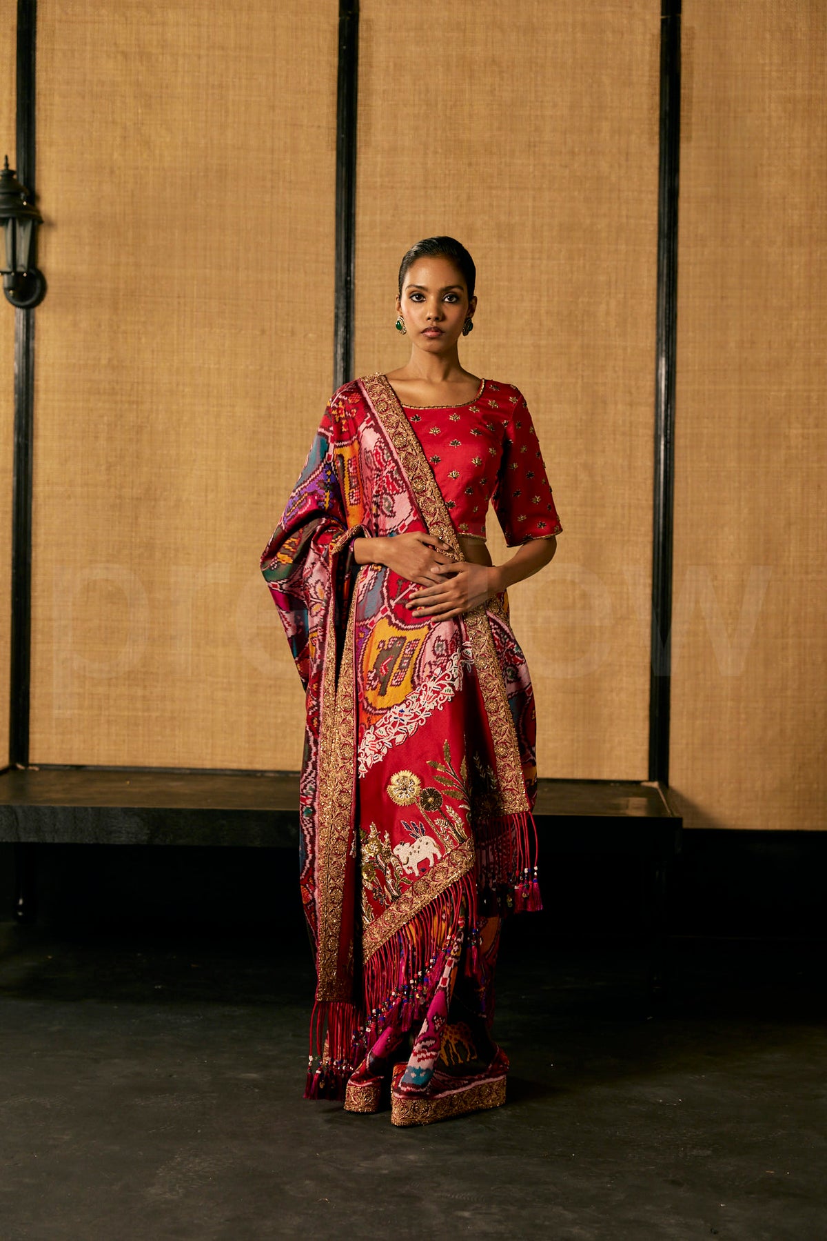 Pichwai Zardozi and Bead Embroidery multi color patola saree