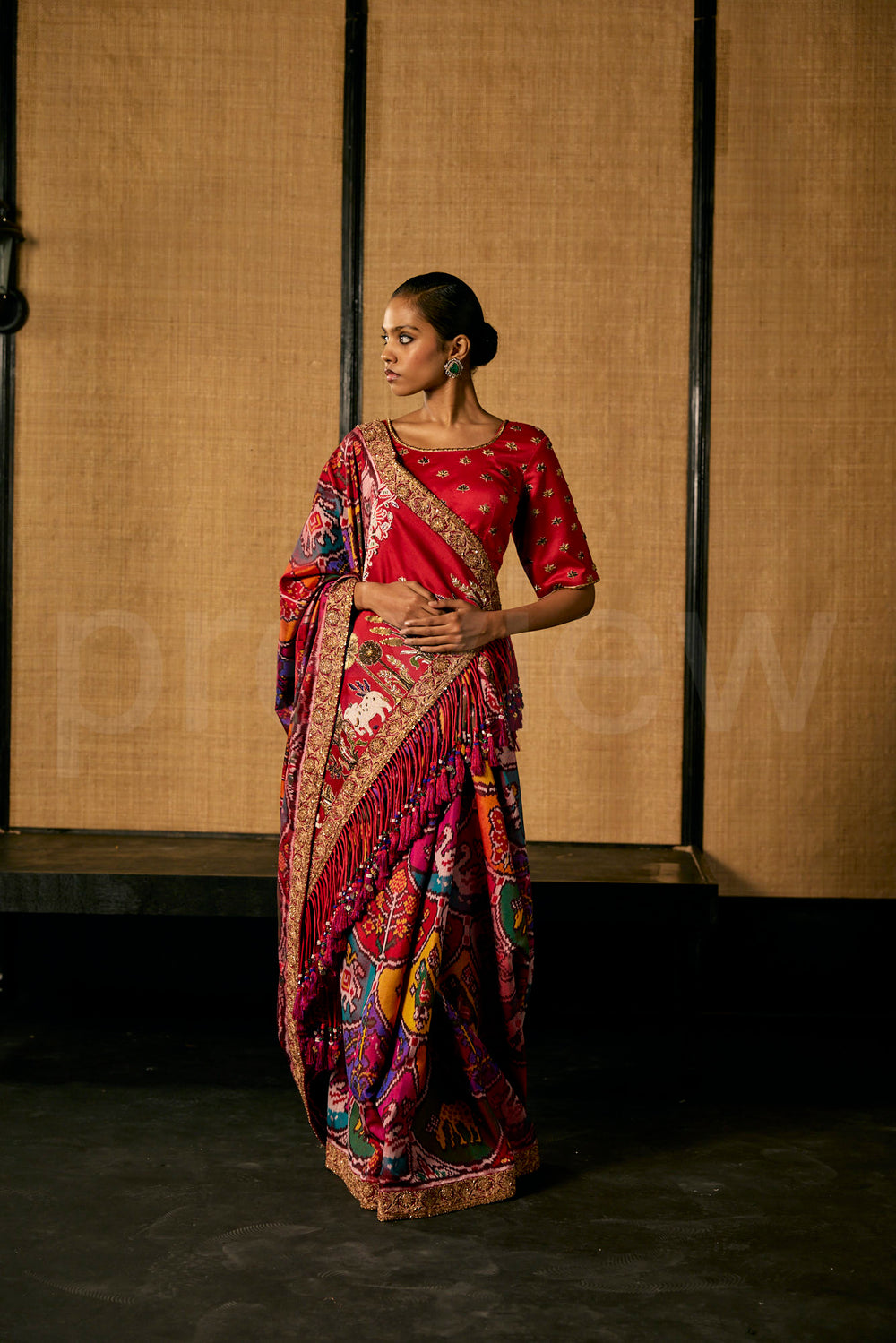 Pichwai Zardozi and Bead Embroidery multi color patola saree