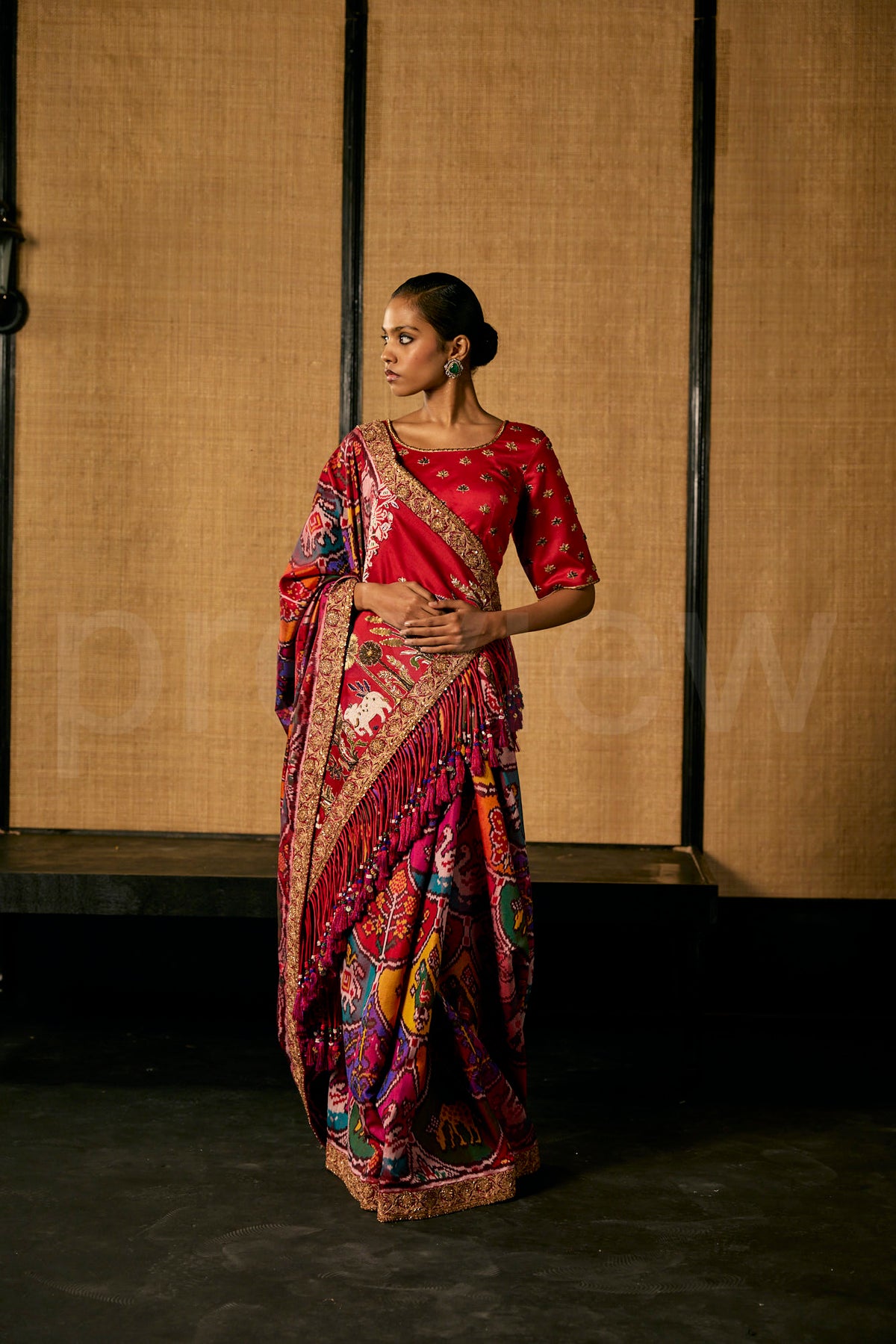 Pichwai Zardozi and Bead Embroidery multi color patola saree