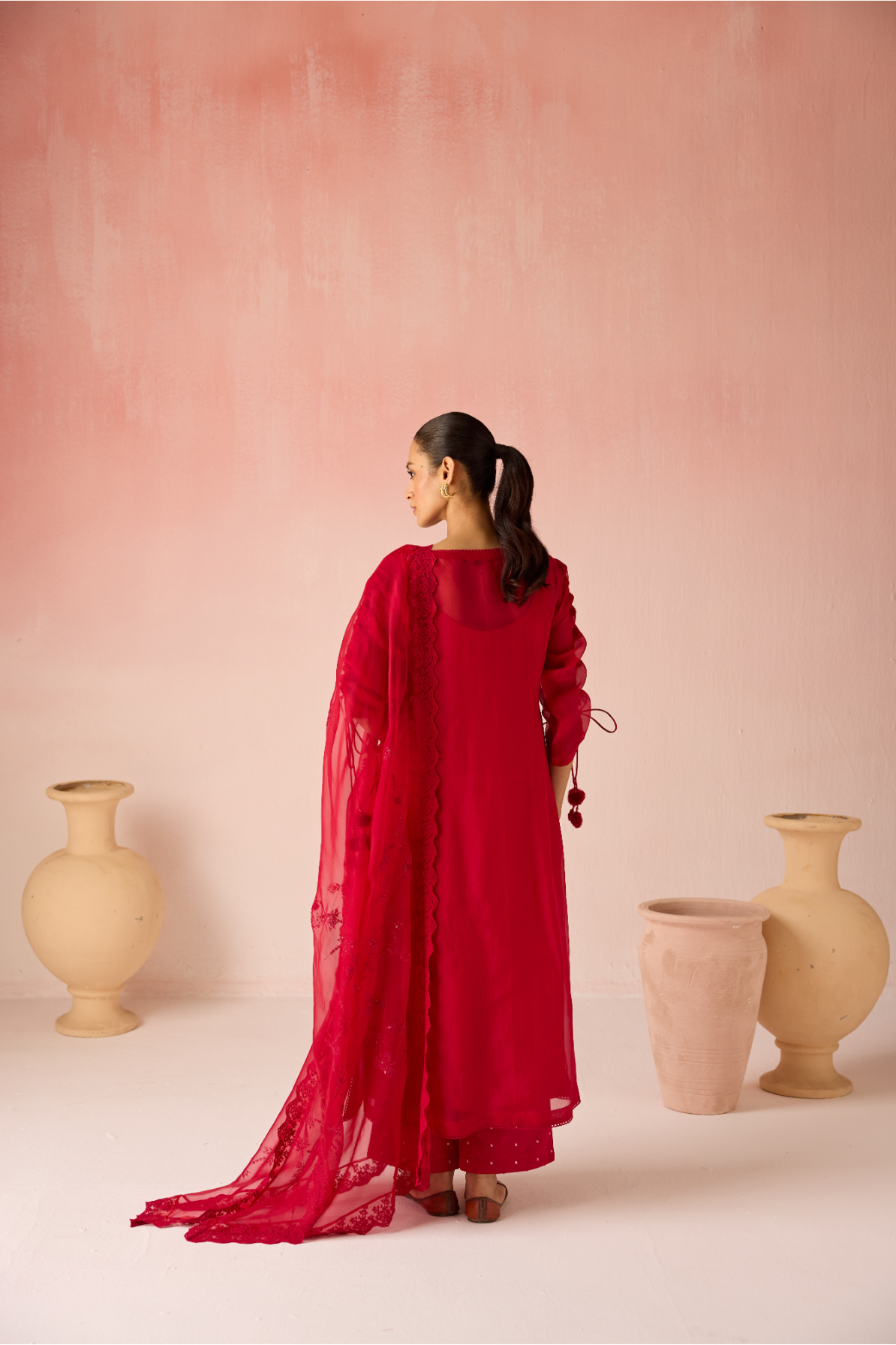 Red Ruby Bahaara Organza Kurta Set