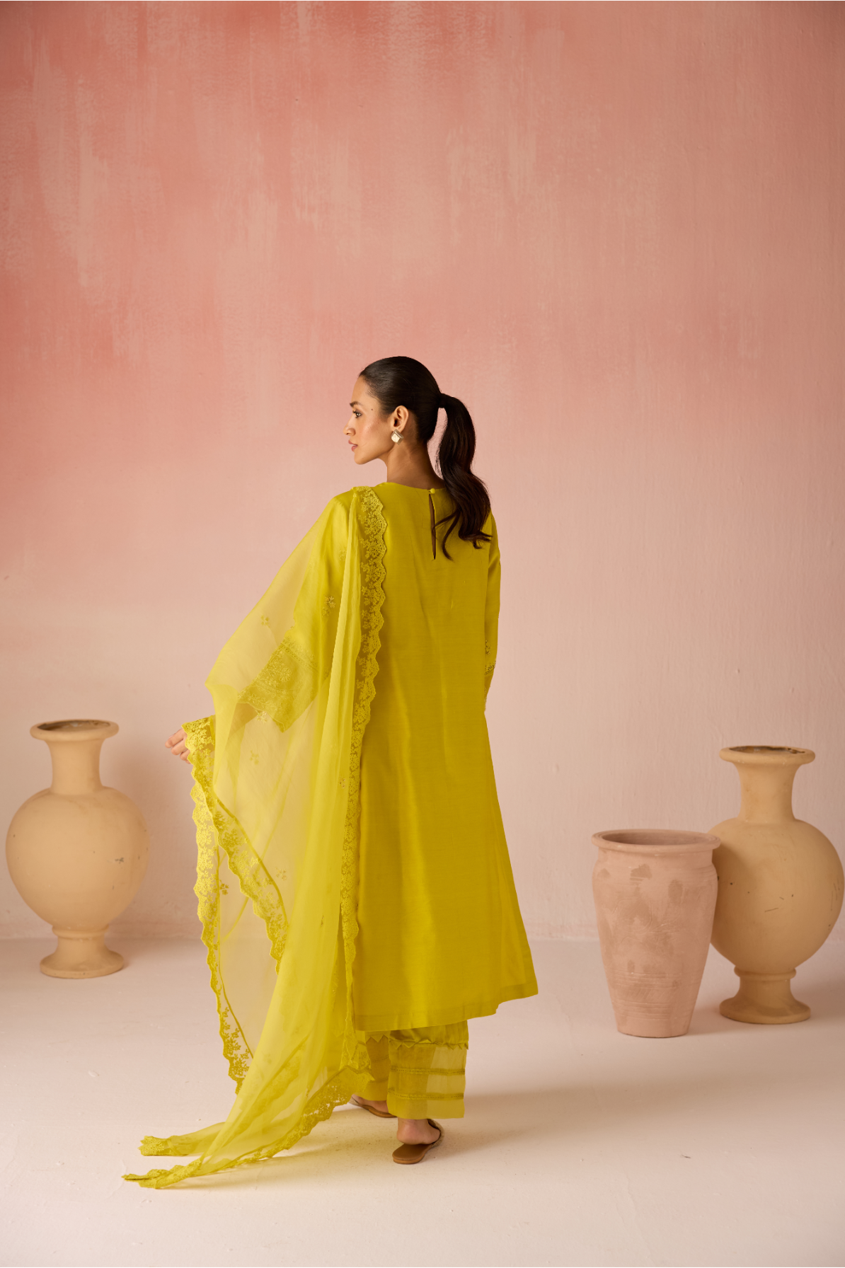 Ivory Bahaara Chanderi Silk Long Kurta Set
