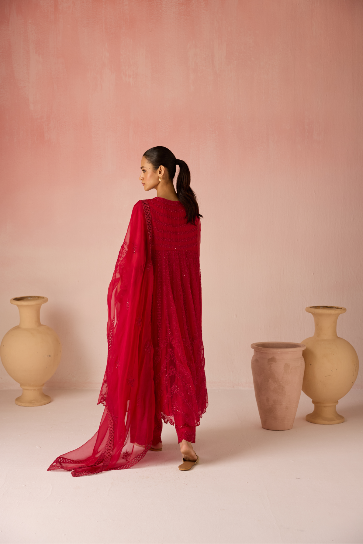 Red Ruby Bahaara Organza Kurta Set