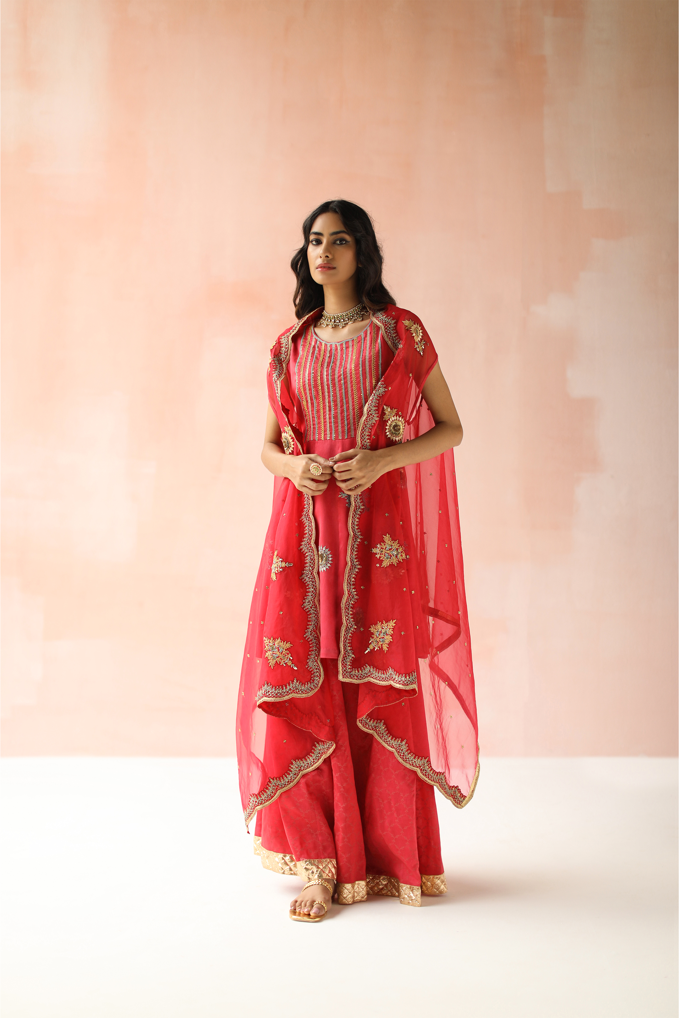 Short Anarkali Kurta and Cape Set