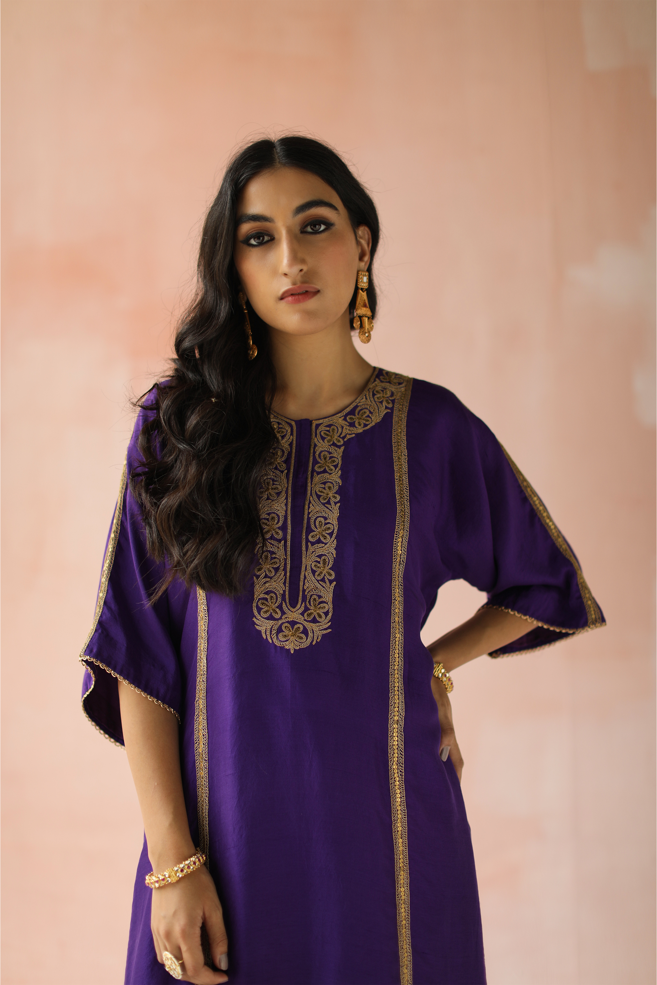 Kaftan Cut Kurta With Salwar Pants