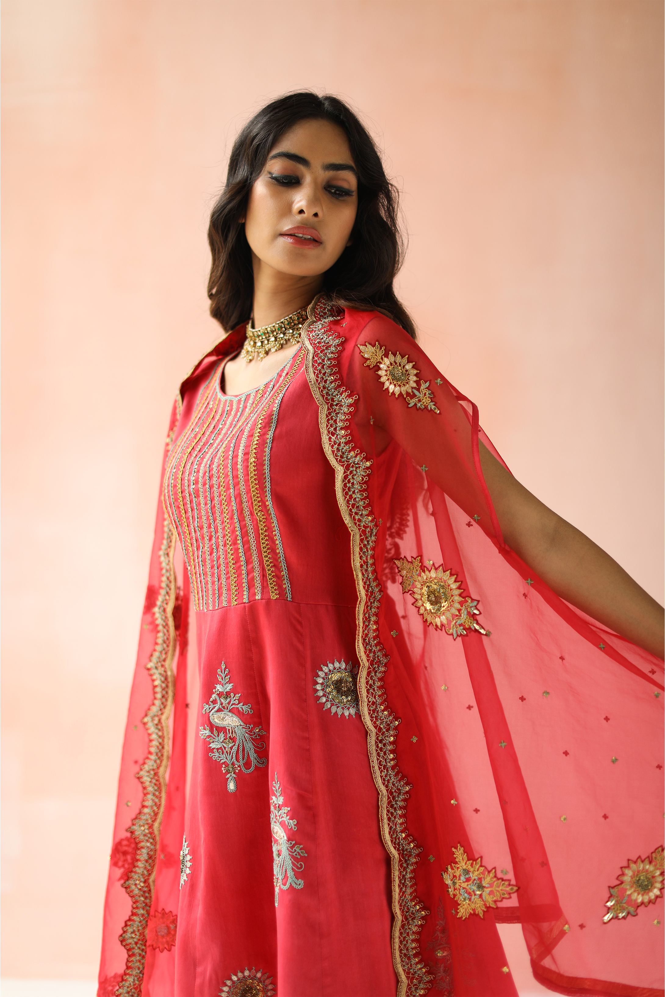 Short Anarkali Kurta and Cape Set