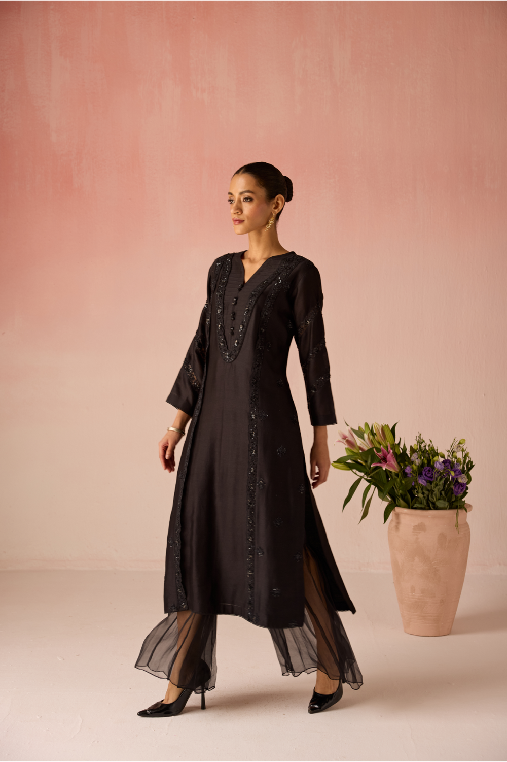 Midnight Bahaara Chanderi Silk Kurta Set