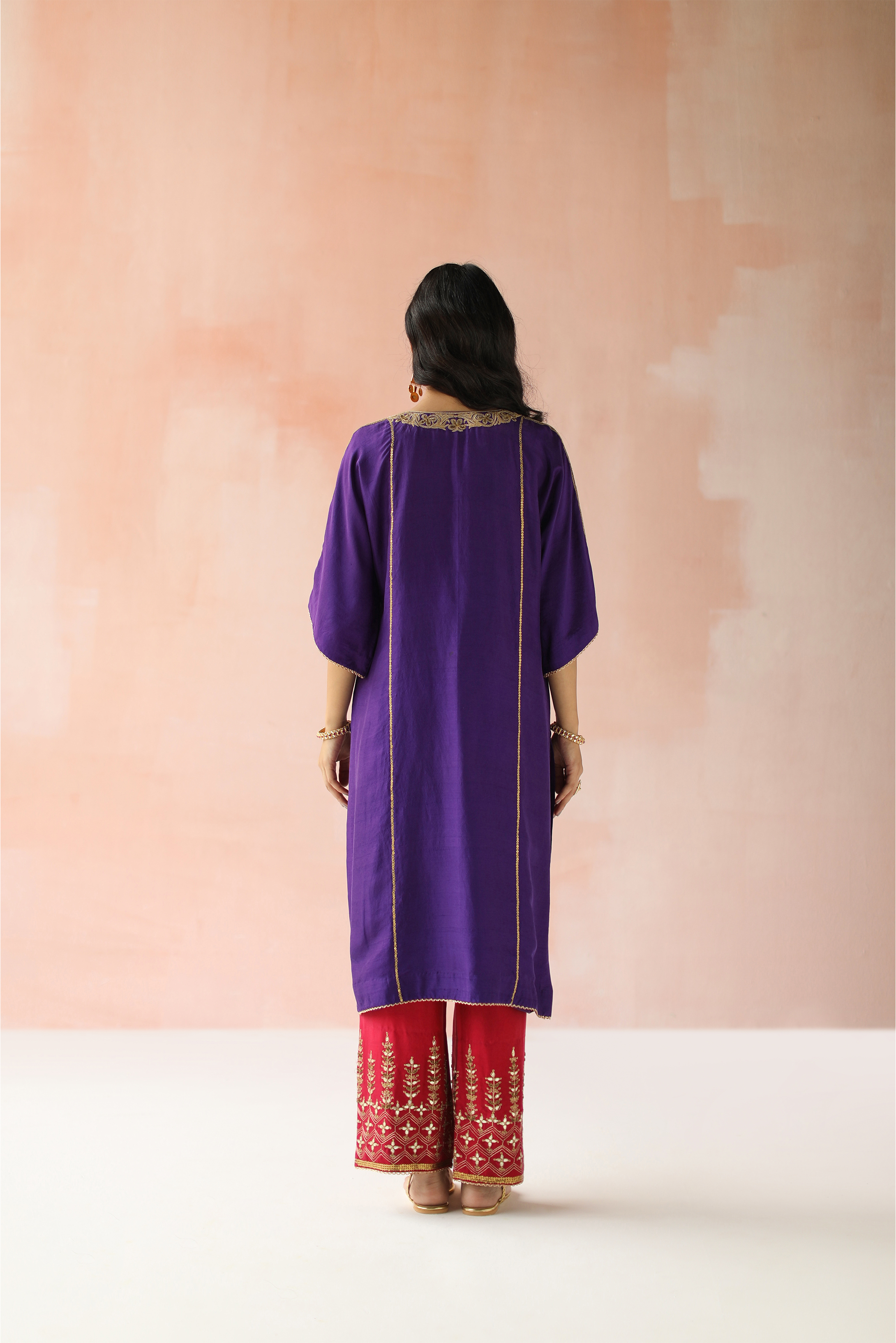 Kaftan Cut Kurta With Salwar Pants