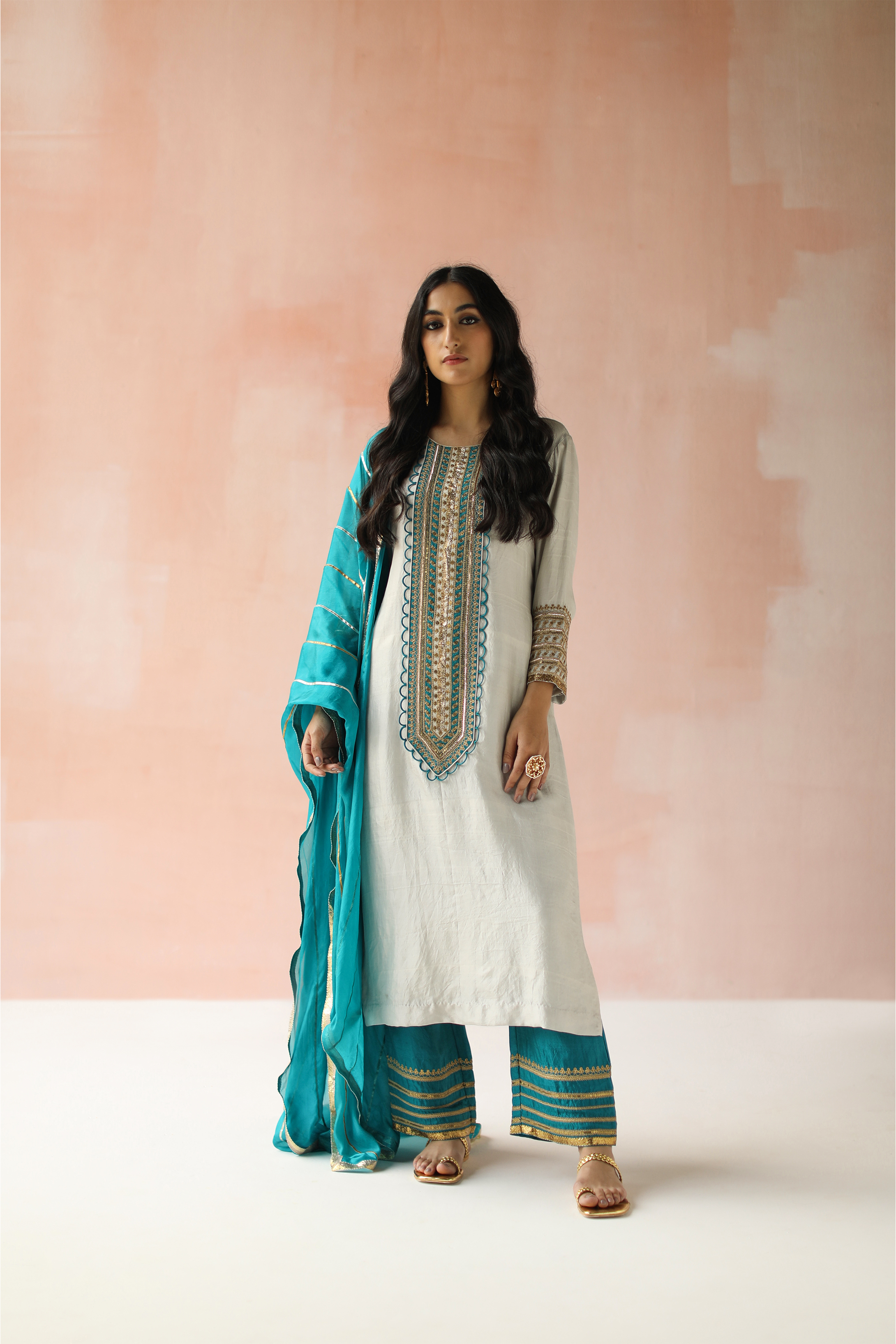 Kurta With Long Yoke & Pants