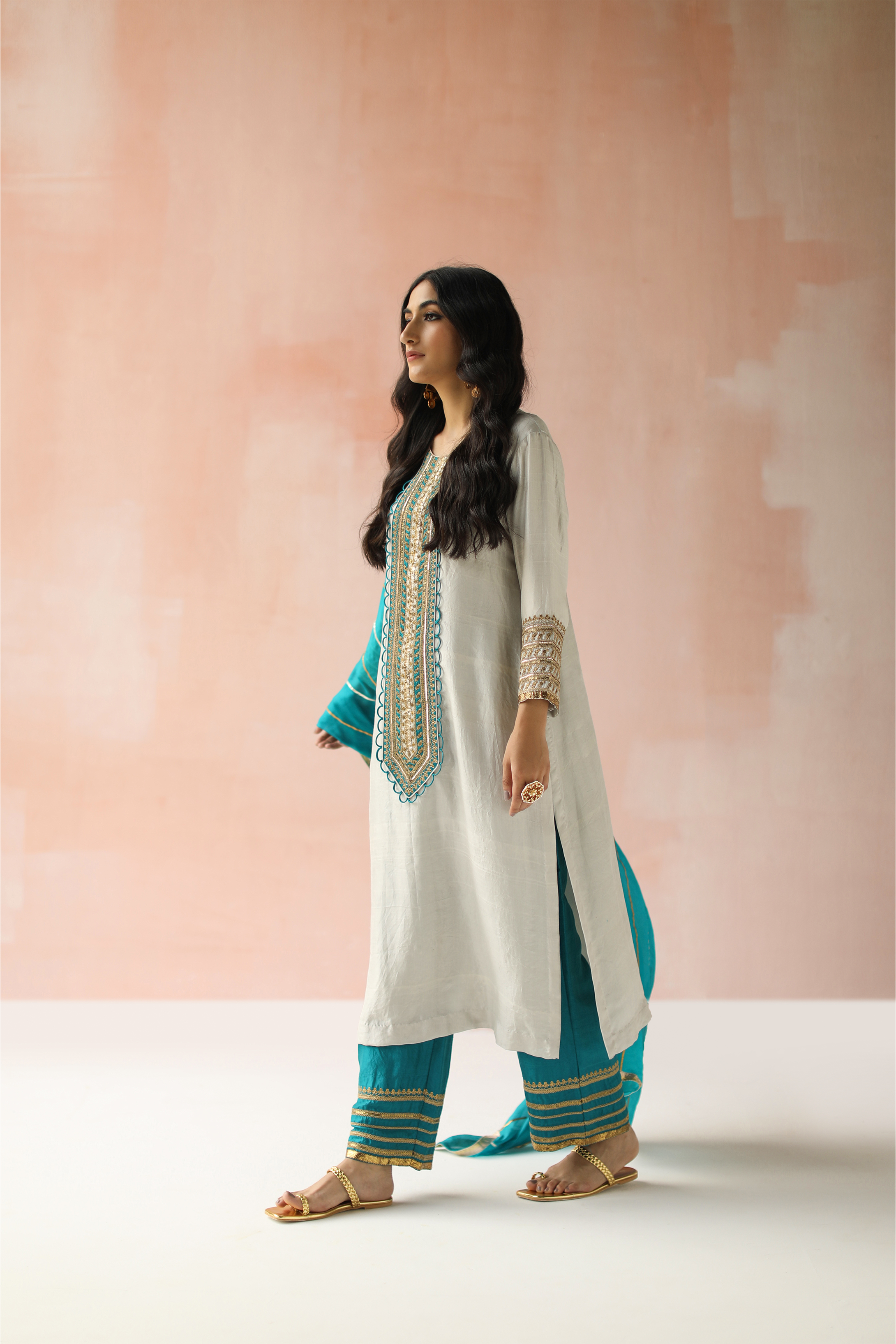 Kurta With Long Yoke & Pants