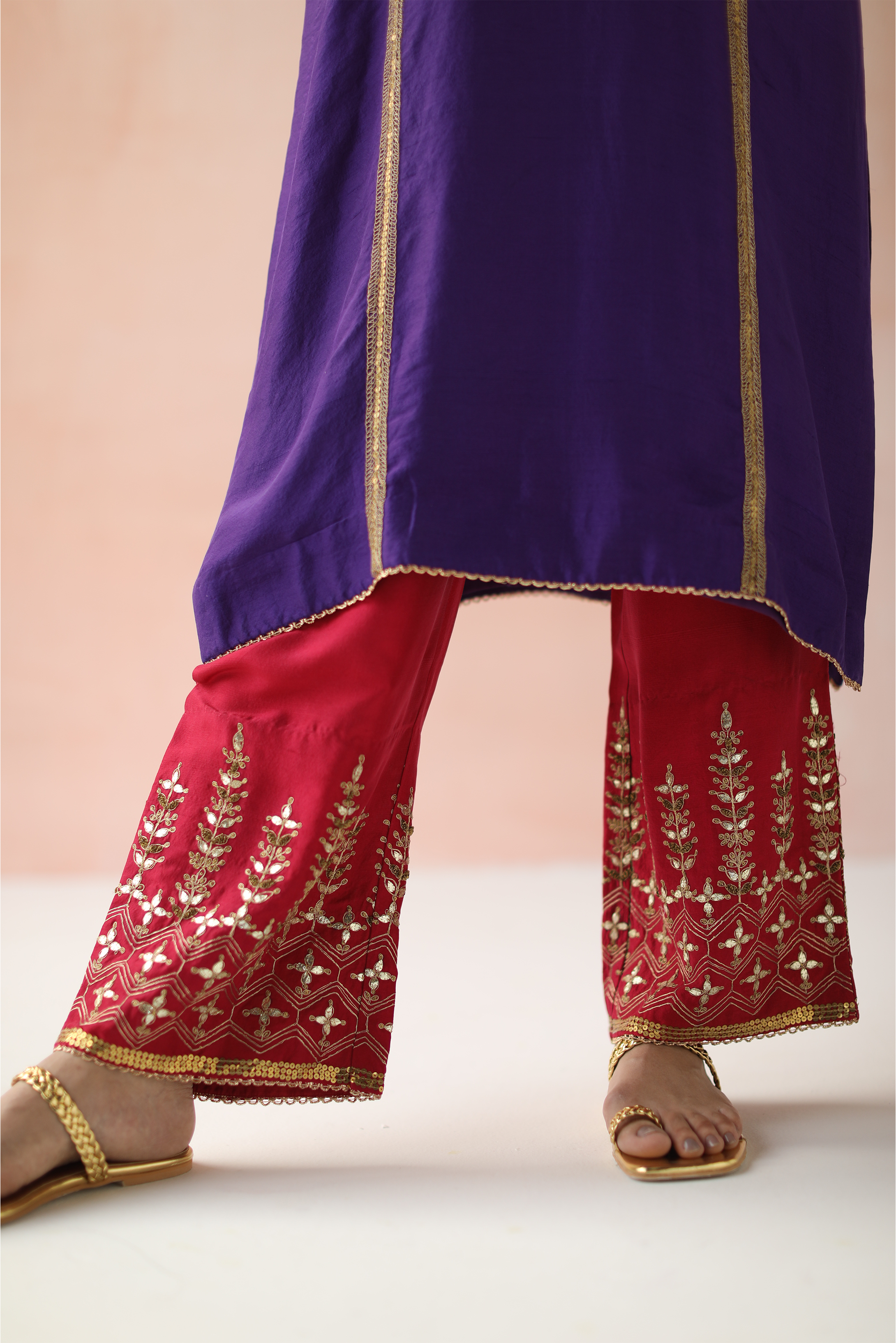 Kaftan Cut Kurta With Salwar Pants