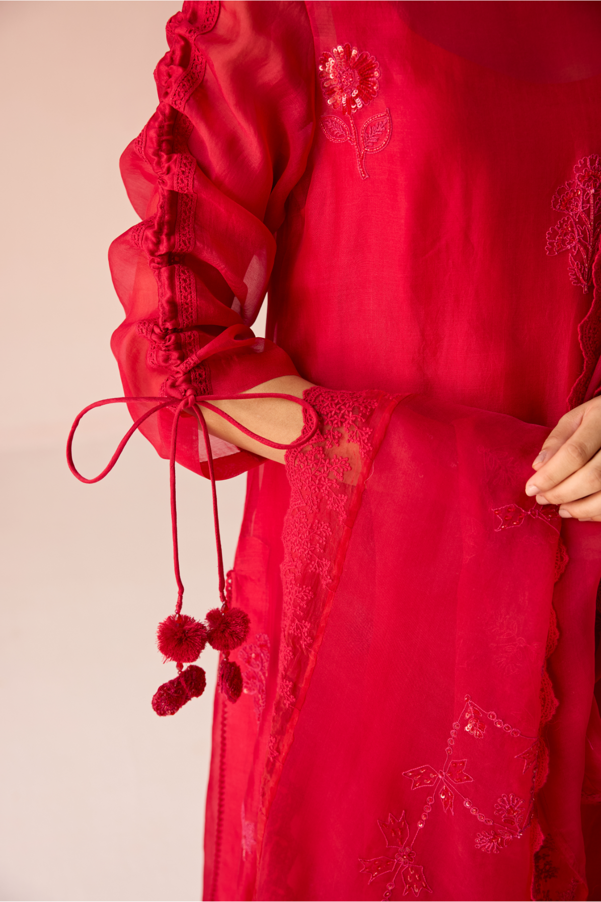 Red Ruby Bahaara Organza Kurta Set