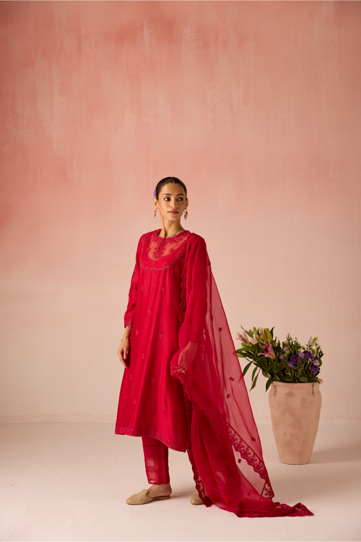 Kesar Bahaara Chanderi Silk Kurta Set