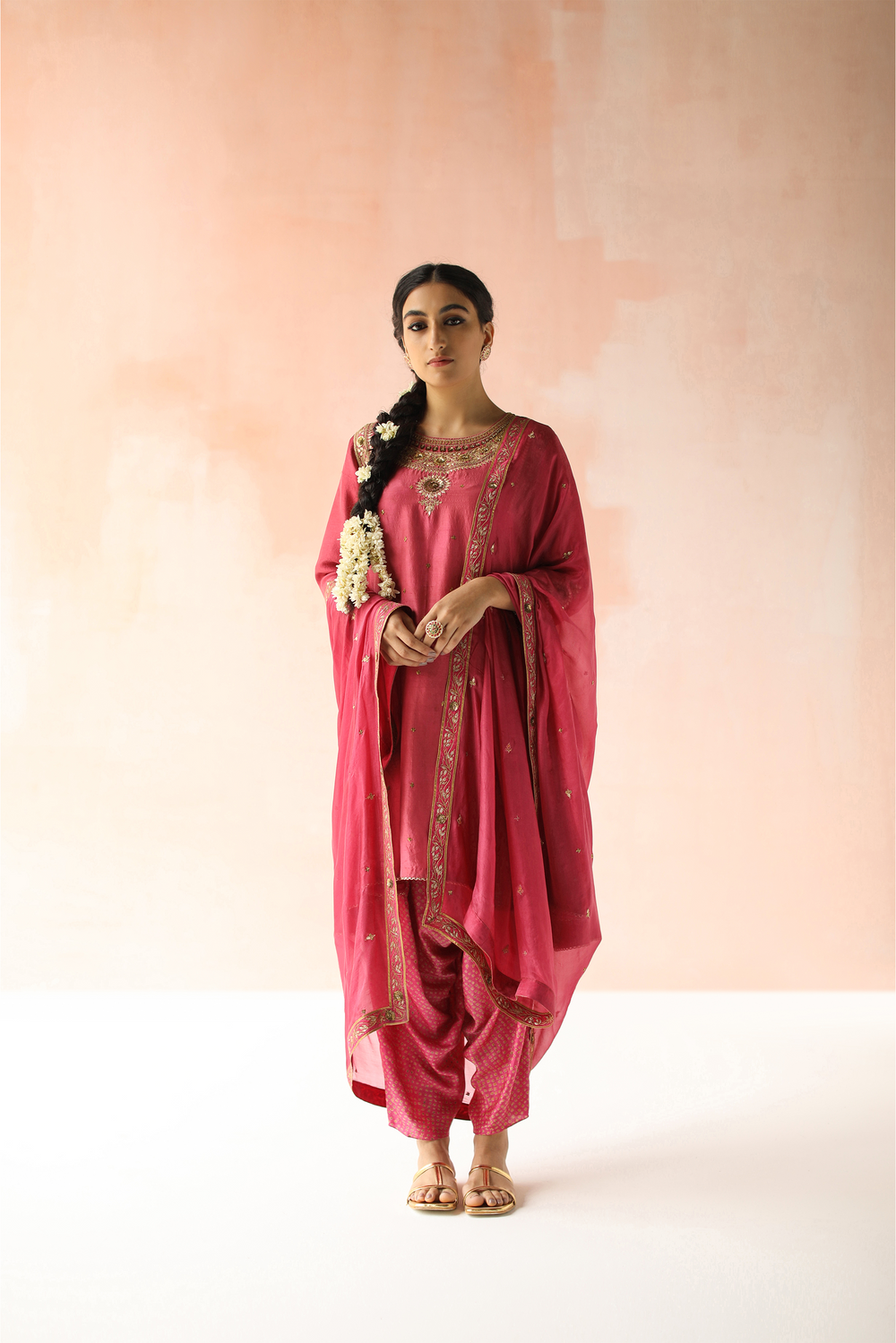 Kurta with Cowl Dhoti Pants & Dupatta