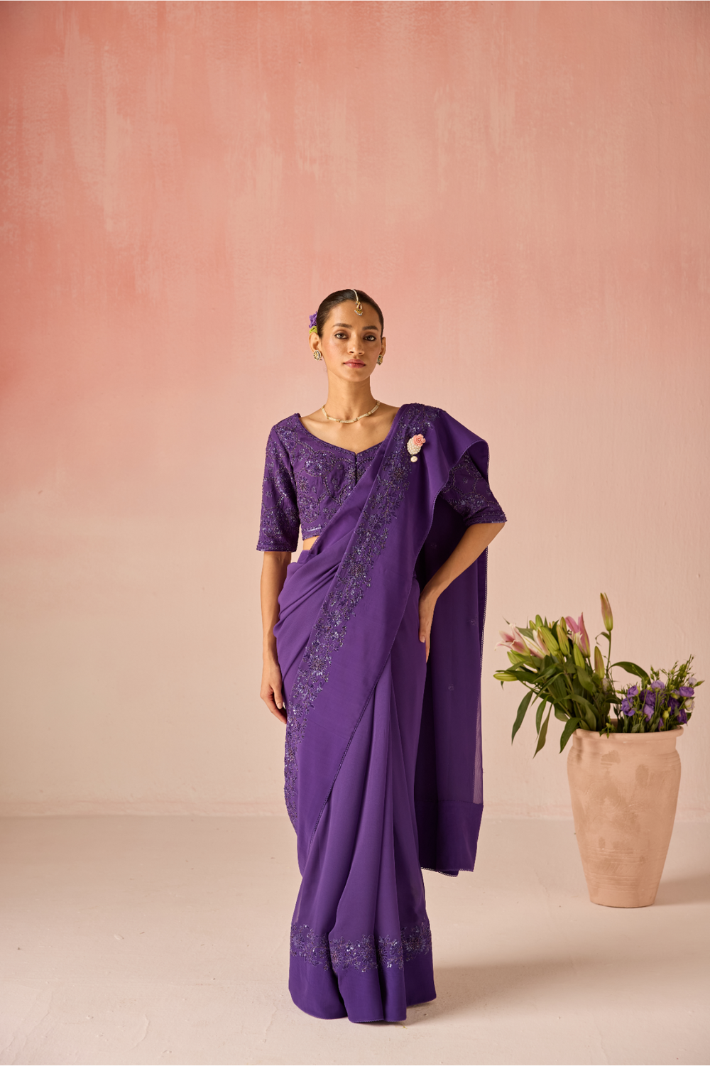 Orange Bahaara Georgette Saree