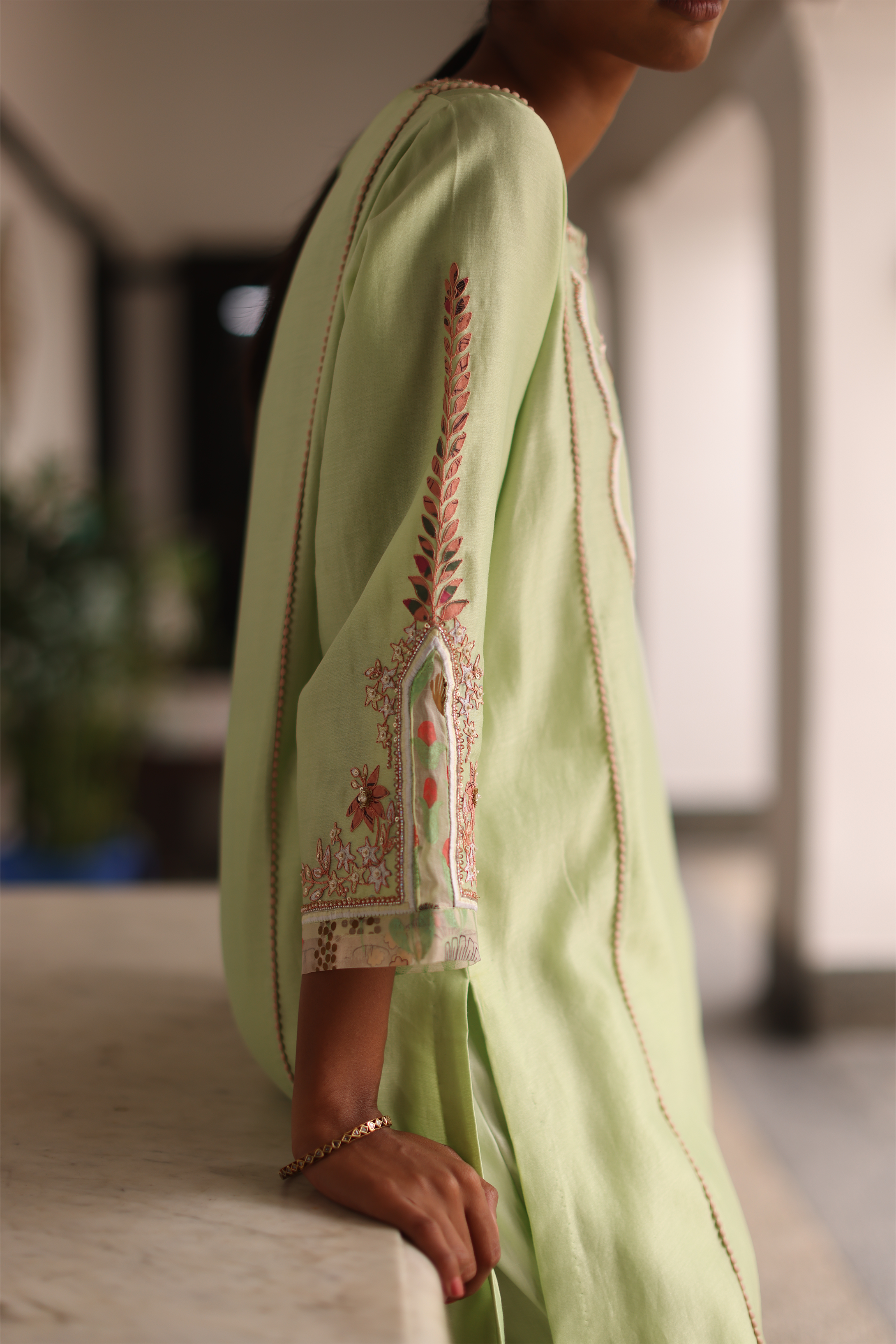 Petunia Applique Kurta With Delicate Pearl & Sequin