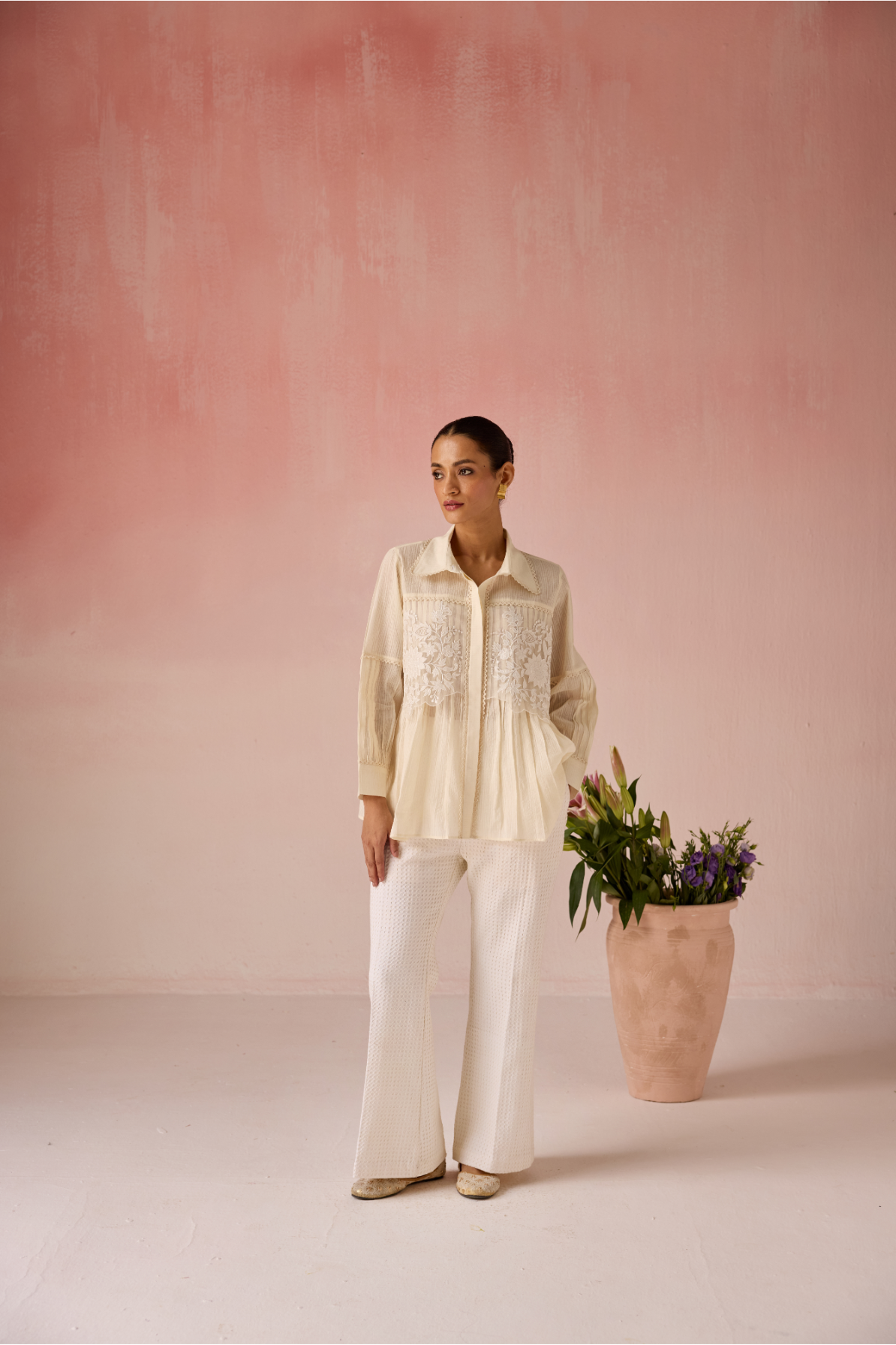 Cream Bahaara Co-ord Set