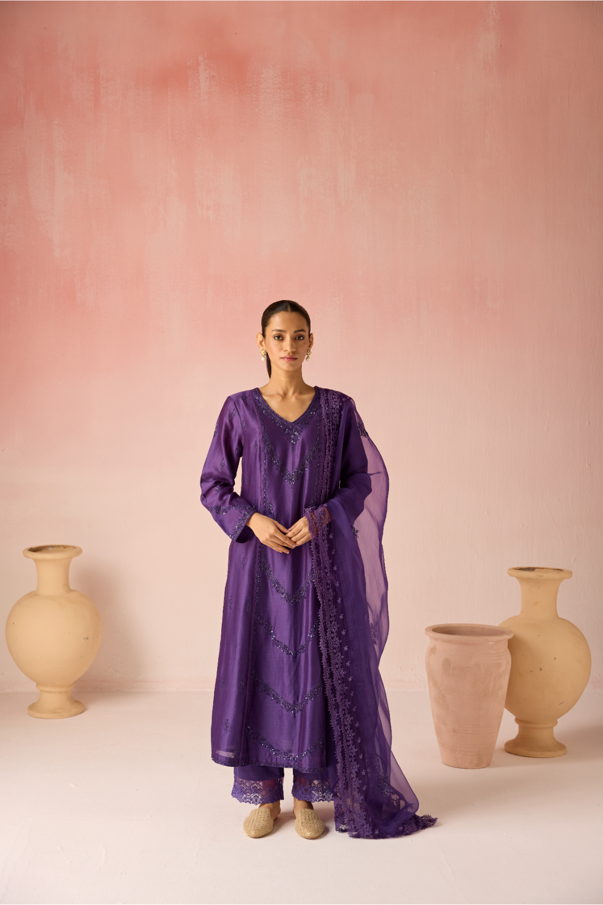 Yellow Orchid Baharaa Chanderi Silk Kurta Set