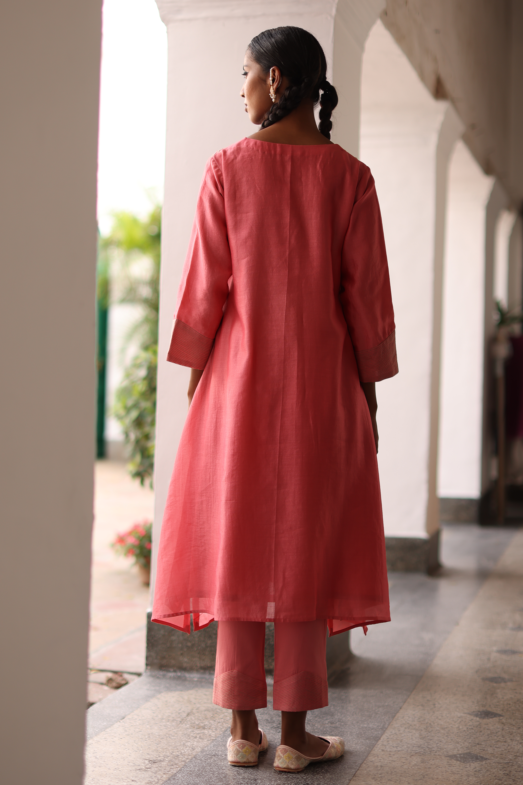 Peony  Embroidered  Kurta,  Pants, With Embroidered Dupatta and Matching Potli