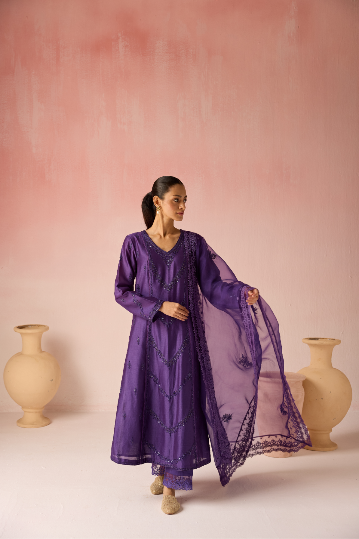 Yellow Orchid Baharaa Chanderi Silk Kurta Set