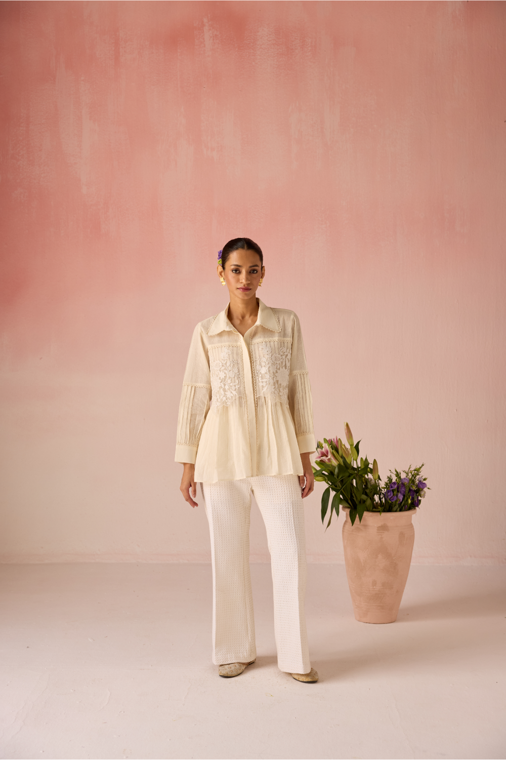 Cream Bahaara Co-ord Set