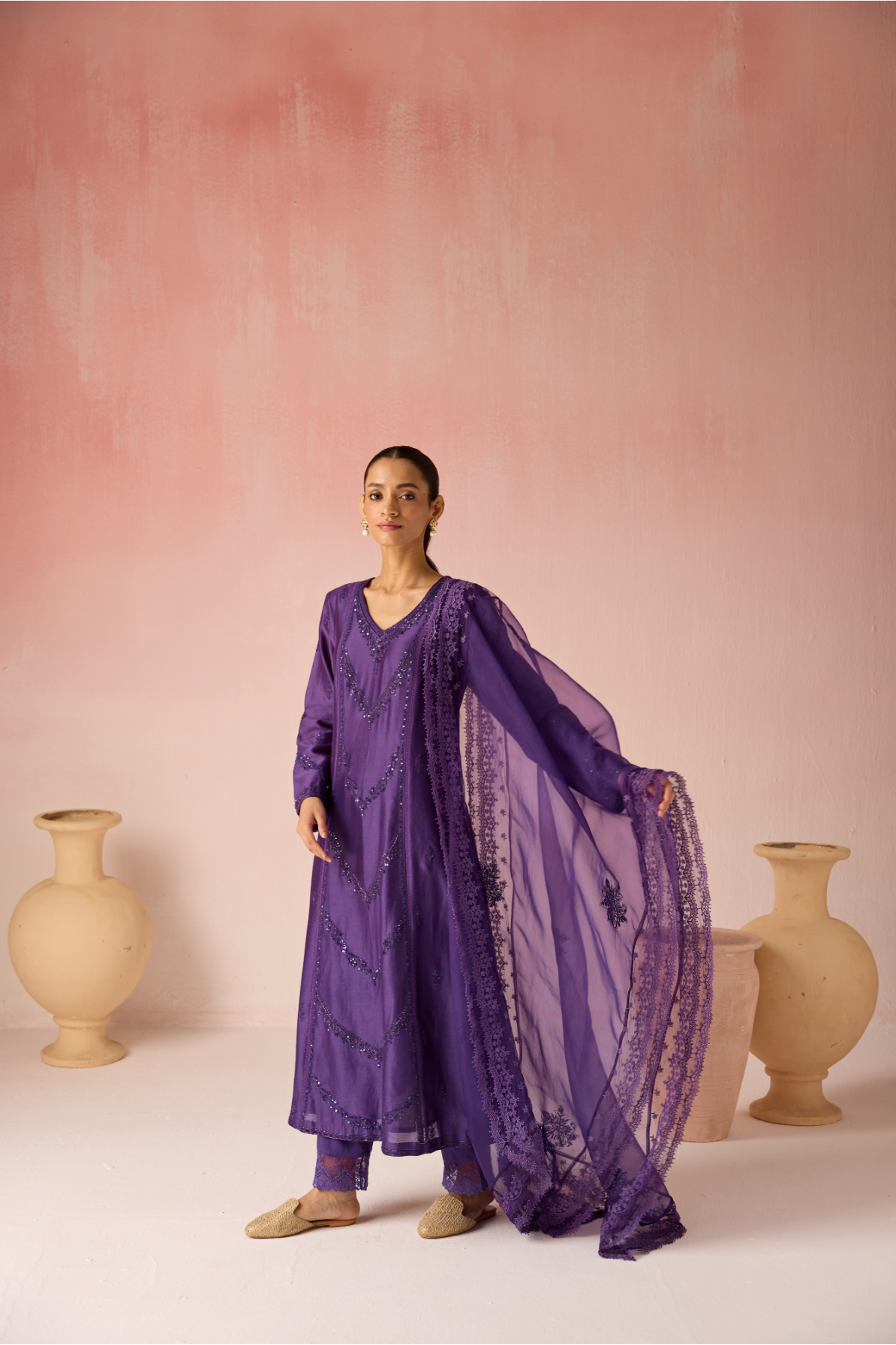 Yellow Orchid Baharaa Chanderi Silk Kurta Set
