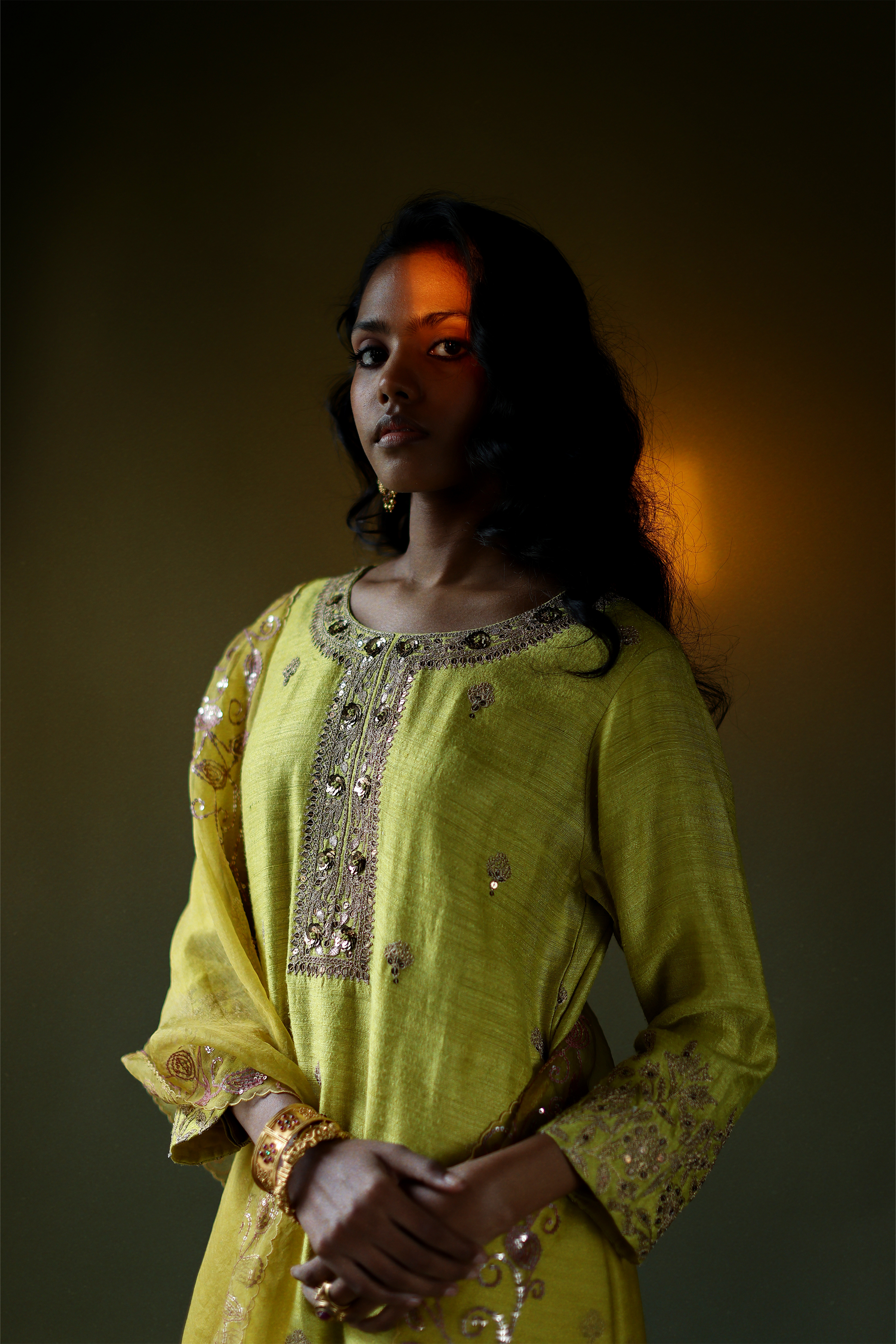 Tussar Silk Kurta With Sharara & Dupatta