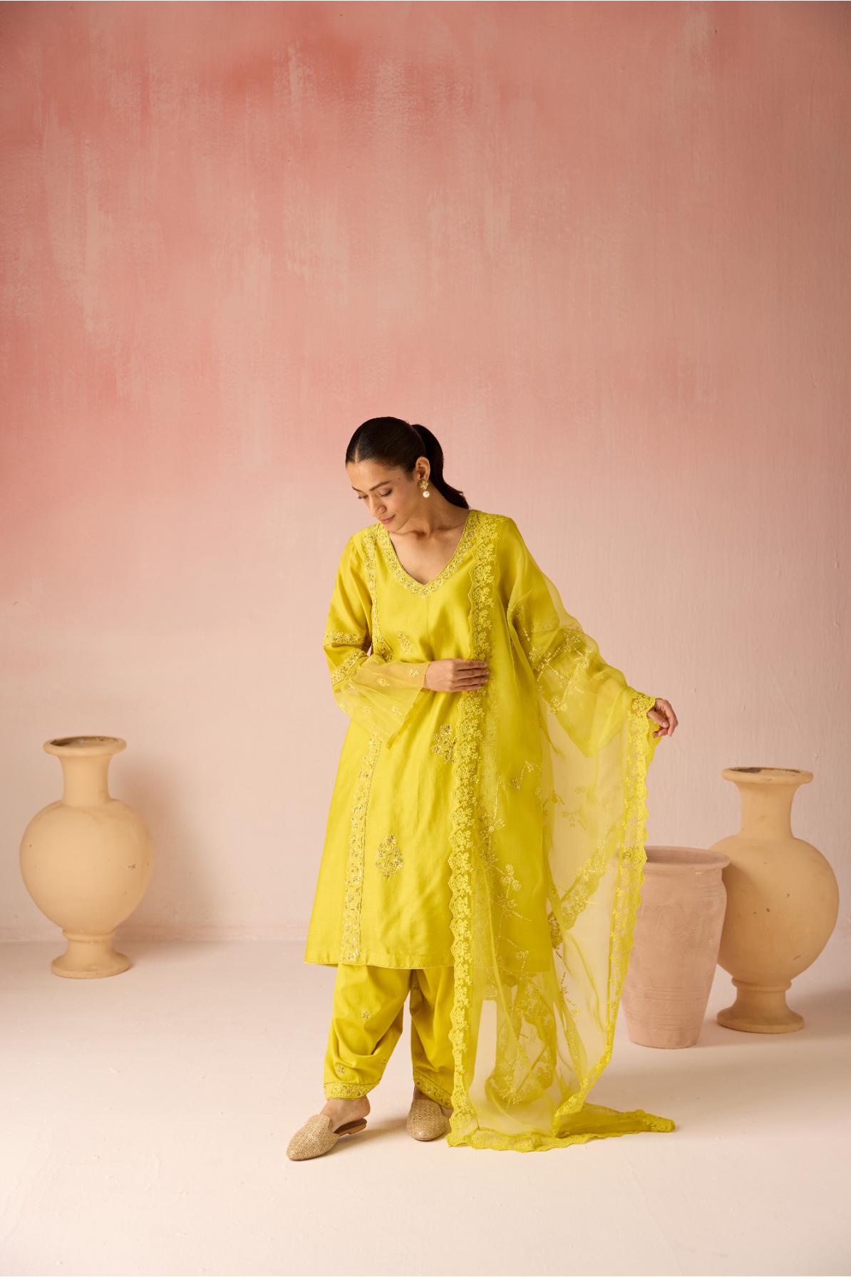 Limeleaf Bahaara Chanderi Silk Kurta Set