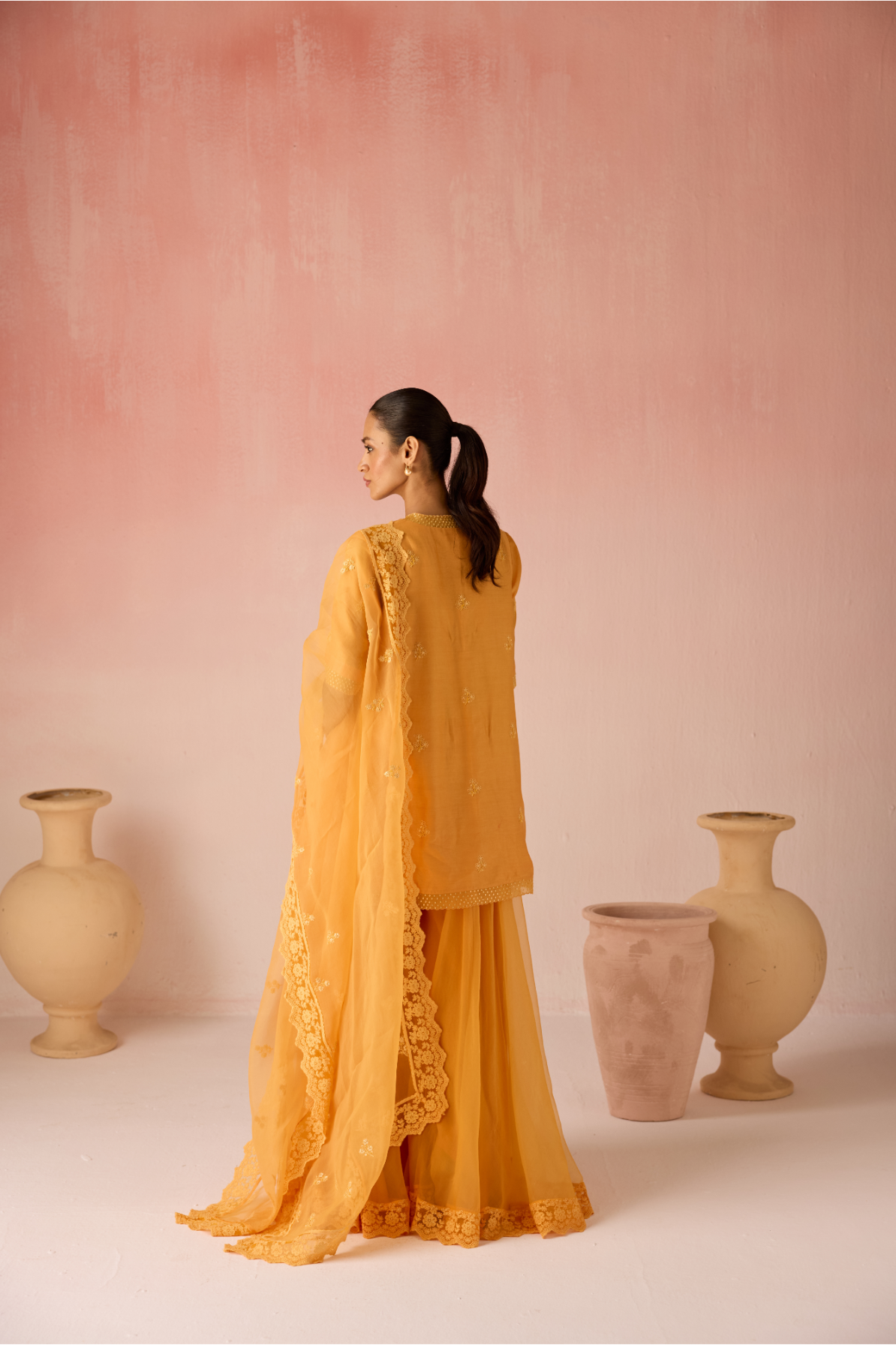 Crimson Bahaara Chanderi Silk Short Kurta Set