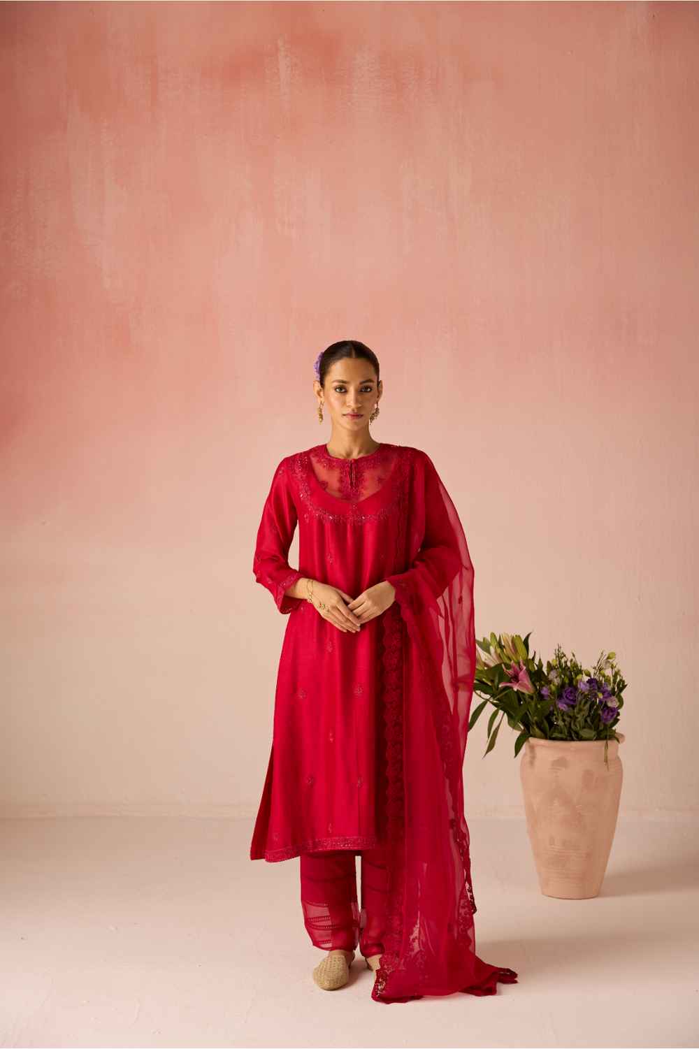 Kesar Bahaara Chanderi Silk Kurta Set