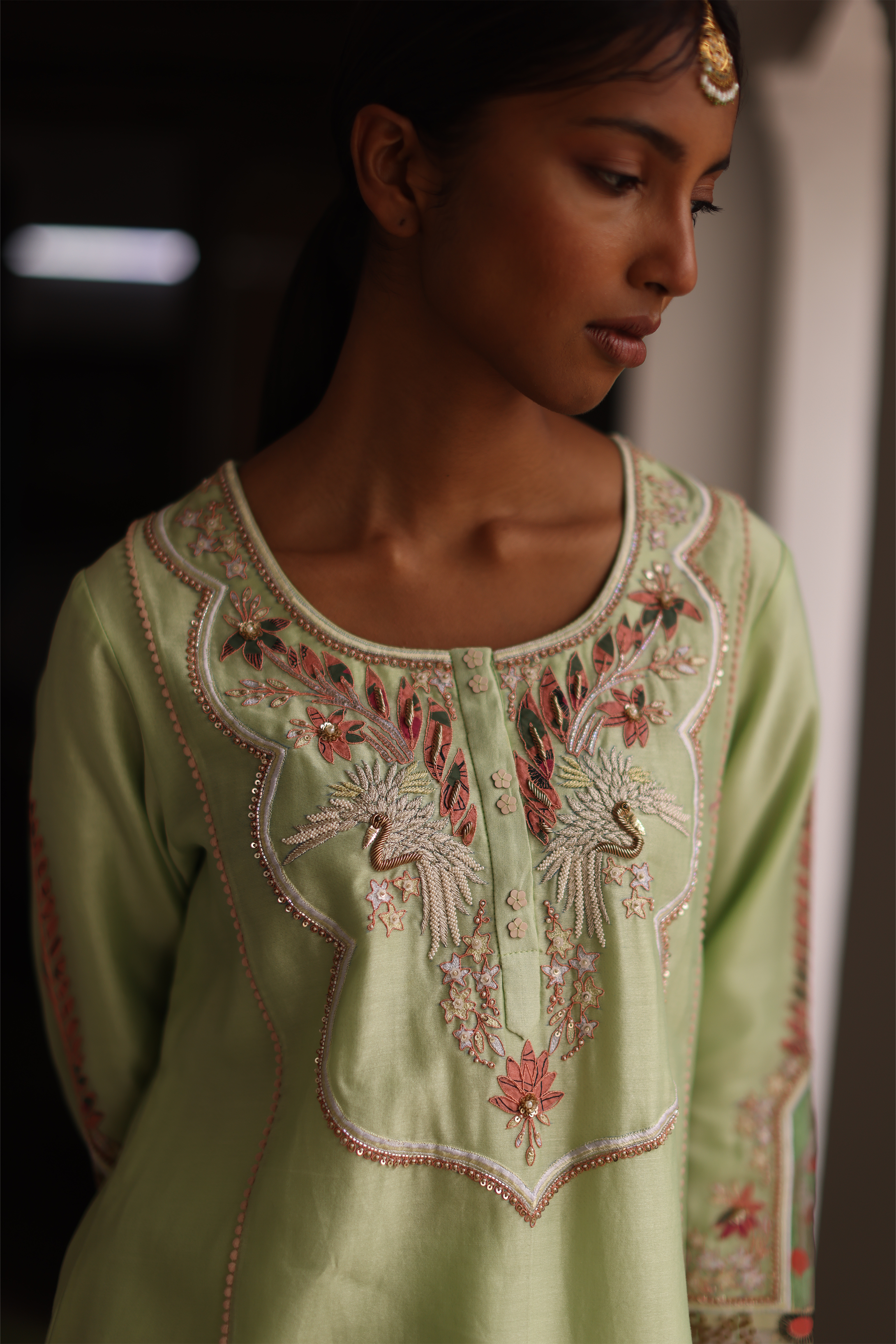 Petunia Applique Kurta With Delicate Pearl & Sequin