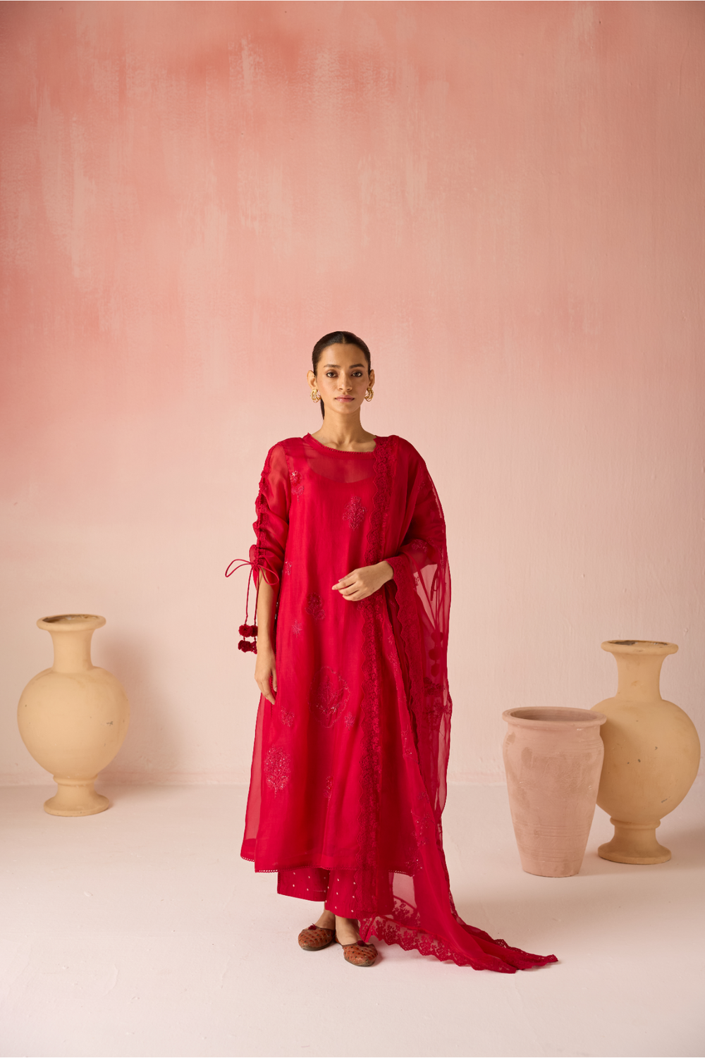 Red Ruby Bahaara Organza Kurta Set