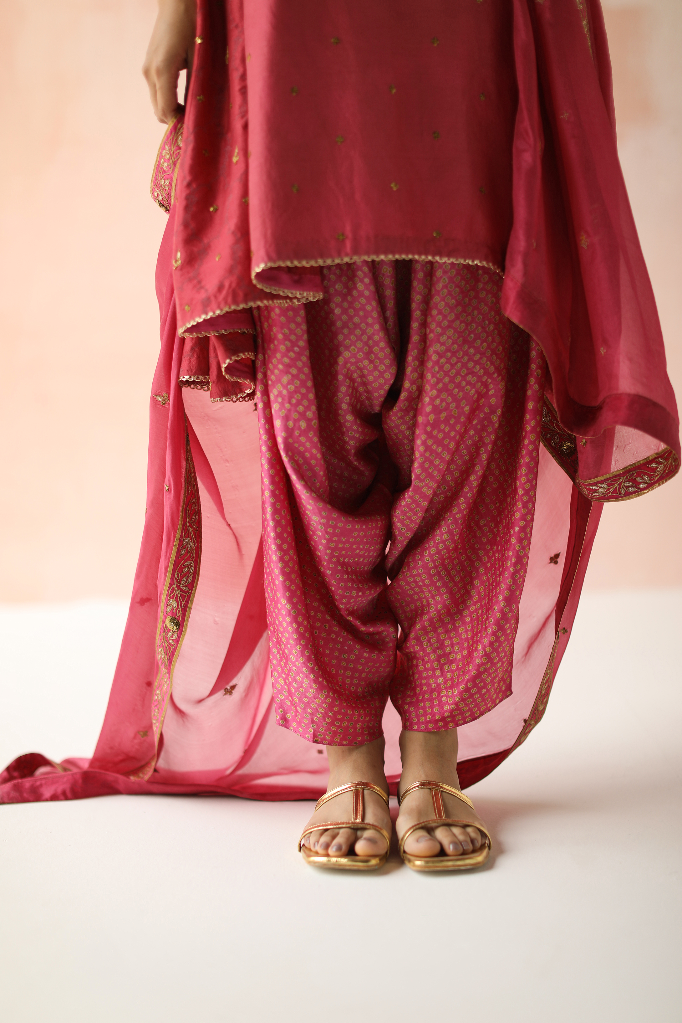 Kurta with Cowl Dhoti Pants & Dupatta