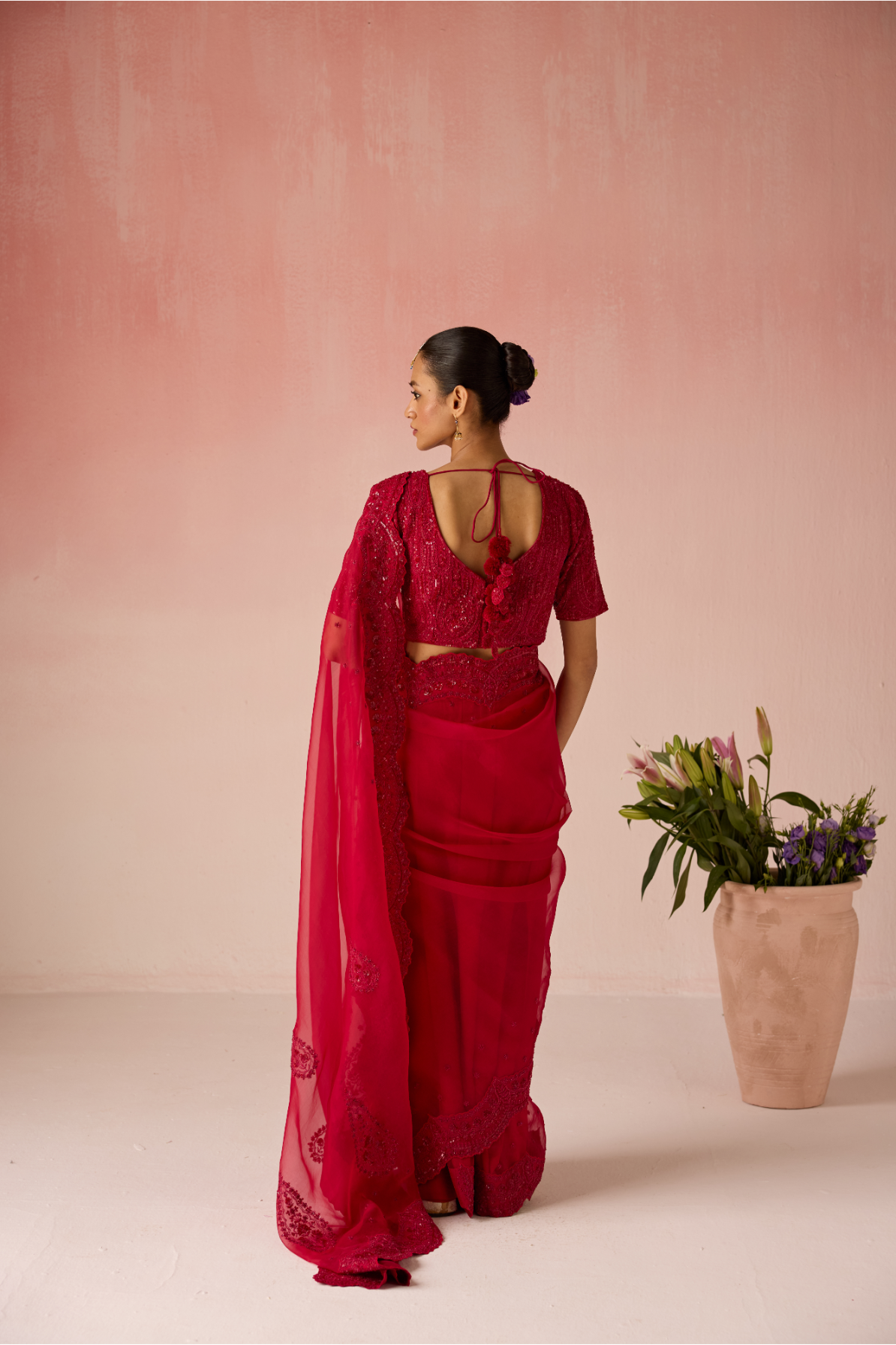 Red Bahaara Chanderi Silk Saree