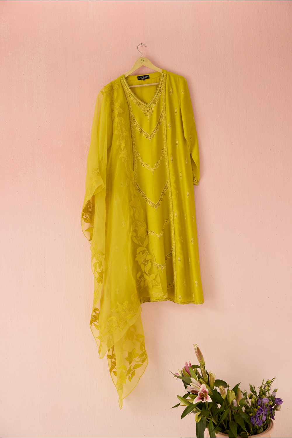 Yellow Orchid Baharaa Chanderi Silk Kurta Set