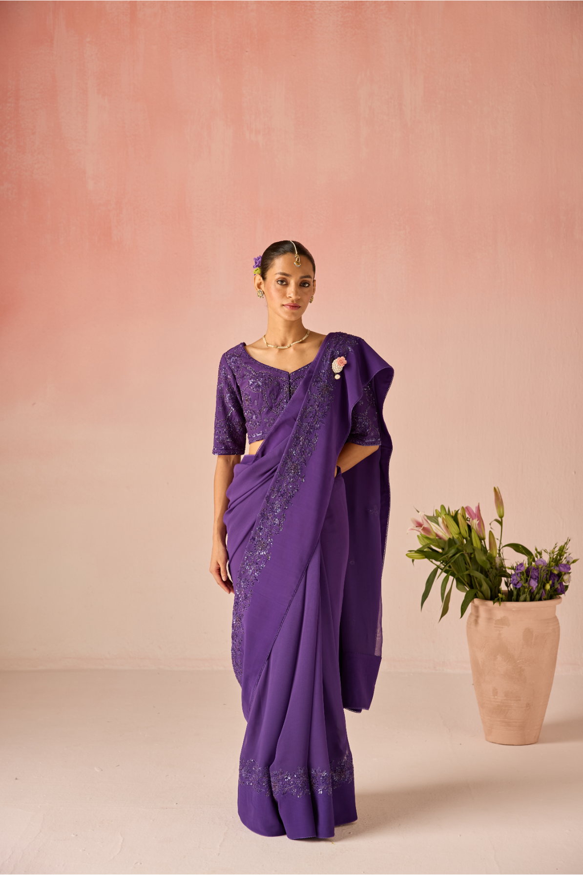 Orange Bahaara Georgette Saree