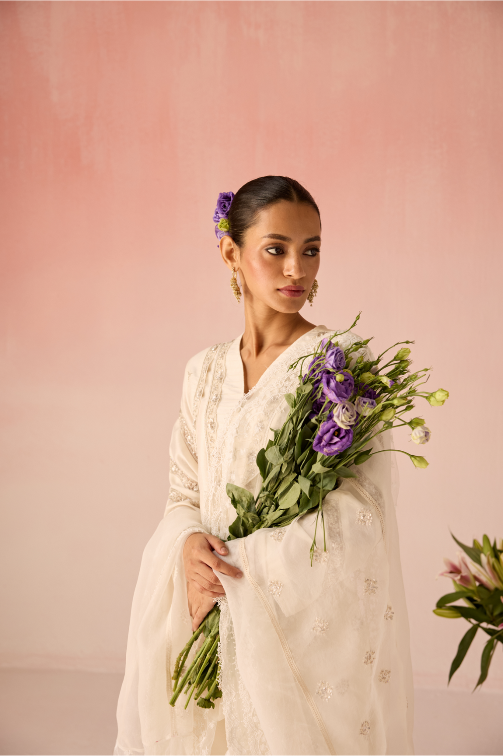 Cream Bahaara Chanderi Silk Kurta Set