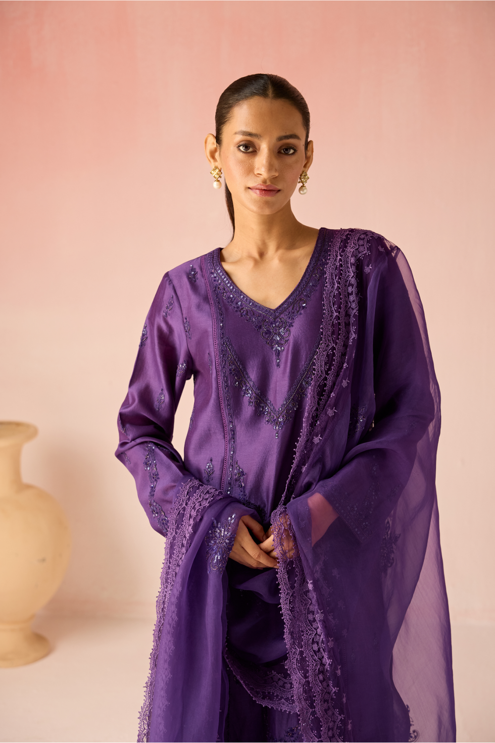 Yellow Orchid Baharaa Chanderi Silk Kurta Set