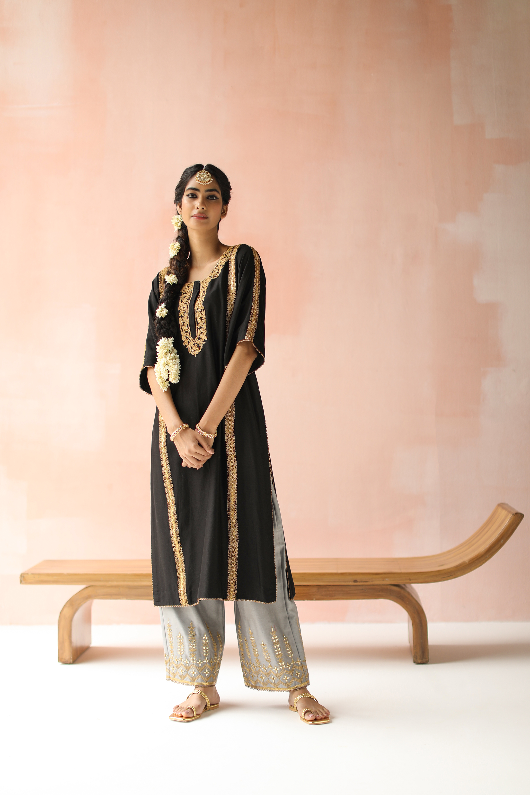 Kaftan Cut Kurta With Salwar Pants