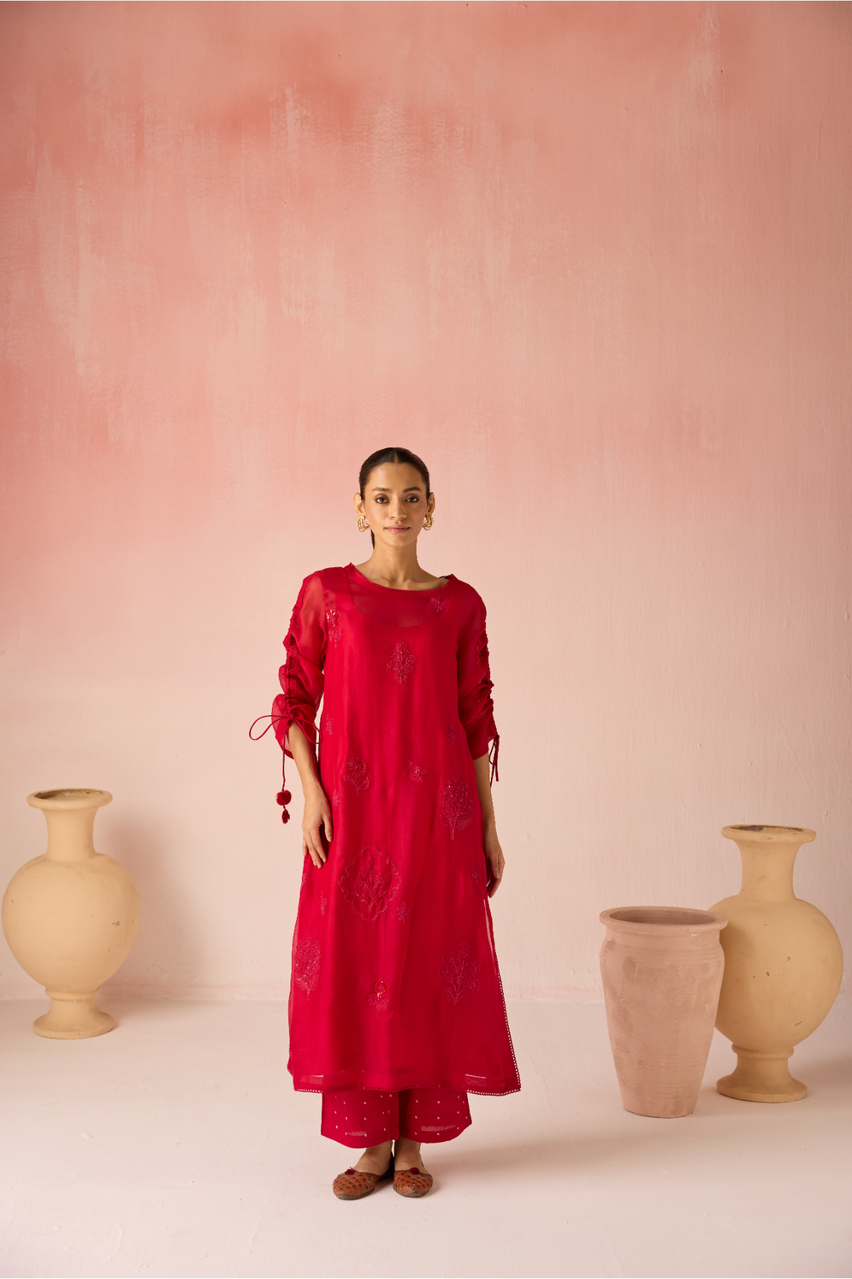 Red Ruby Bahaara Organza Kurta Set