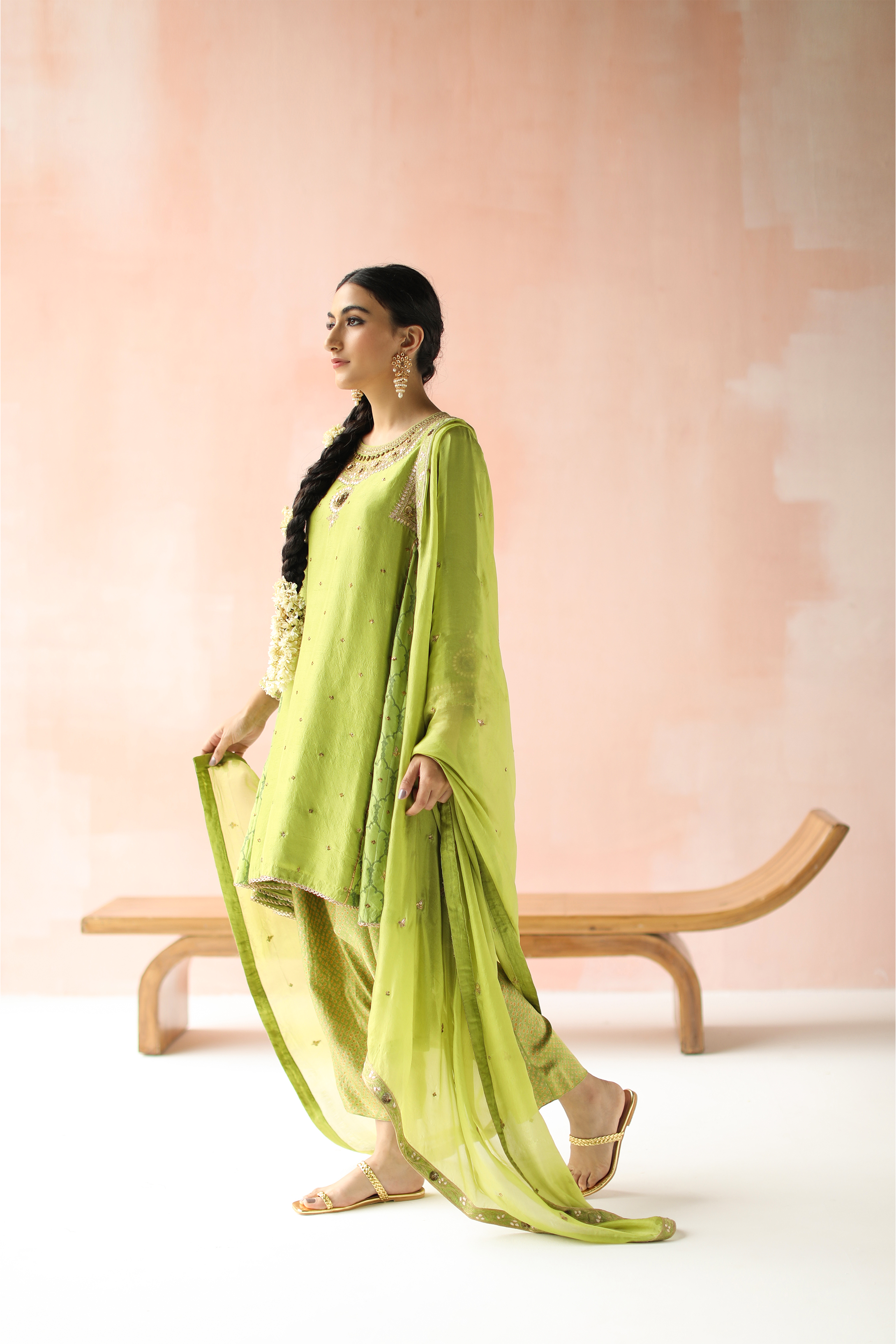 Kurta with Cowl Dhoti Pants & Dupatta