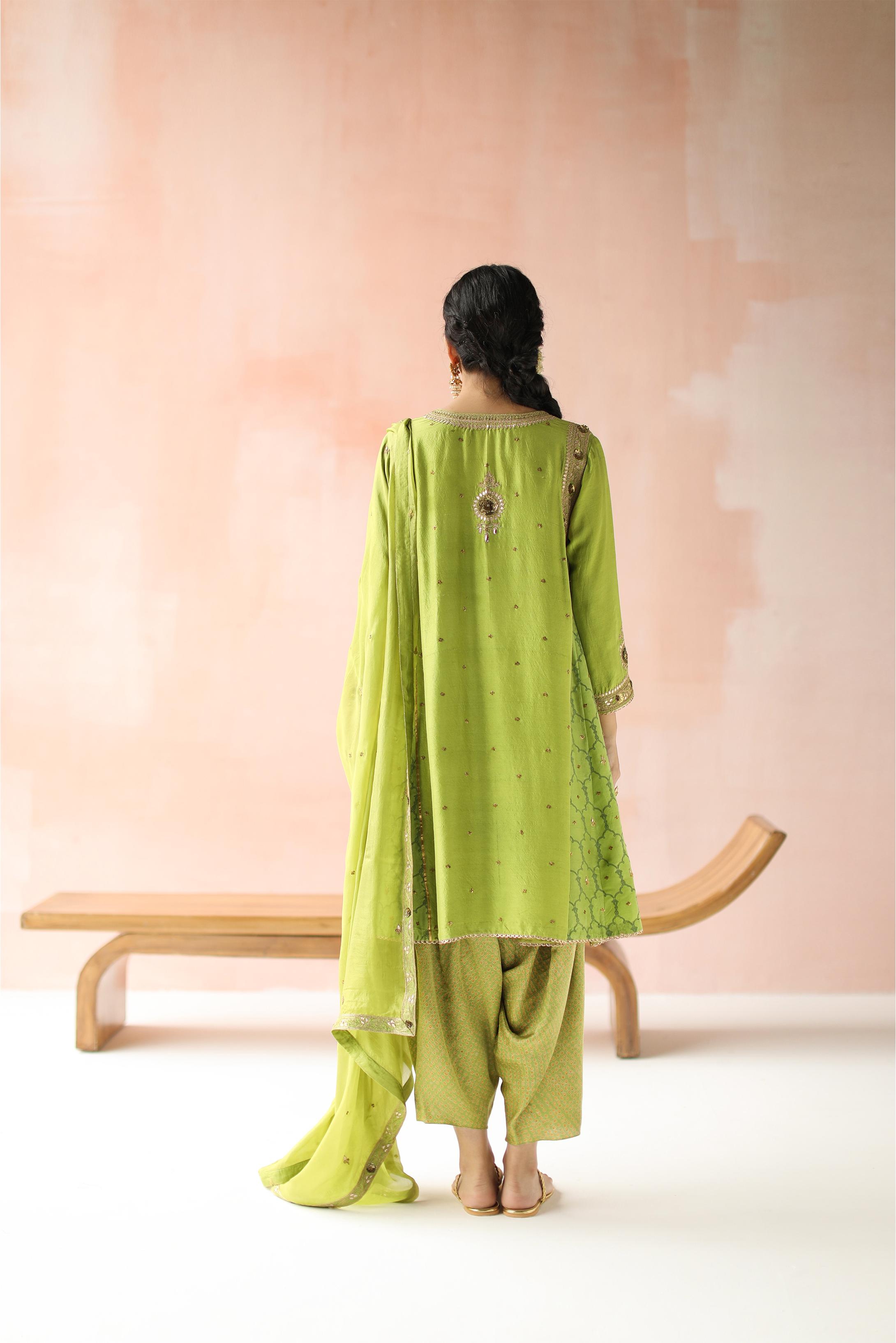 Kurta with Cowl Dhoti Pants & Dupatta