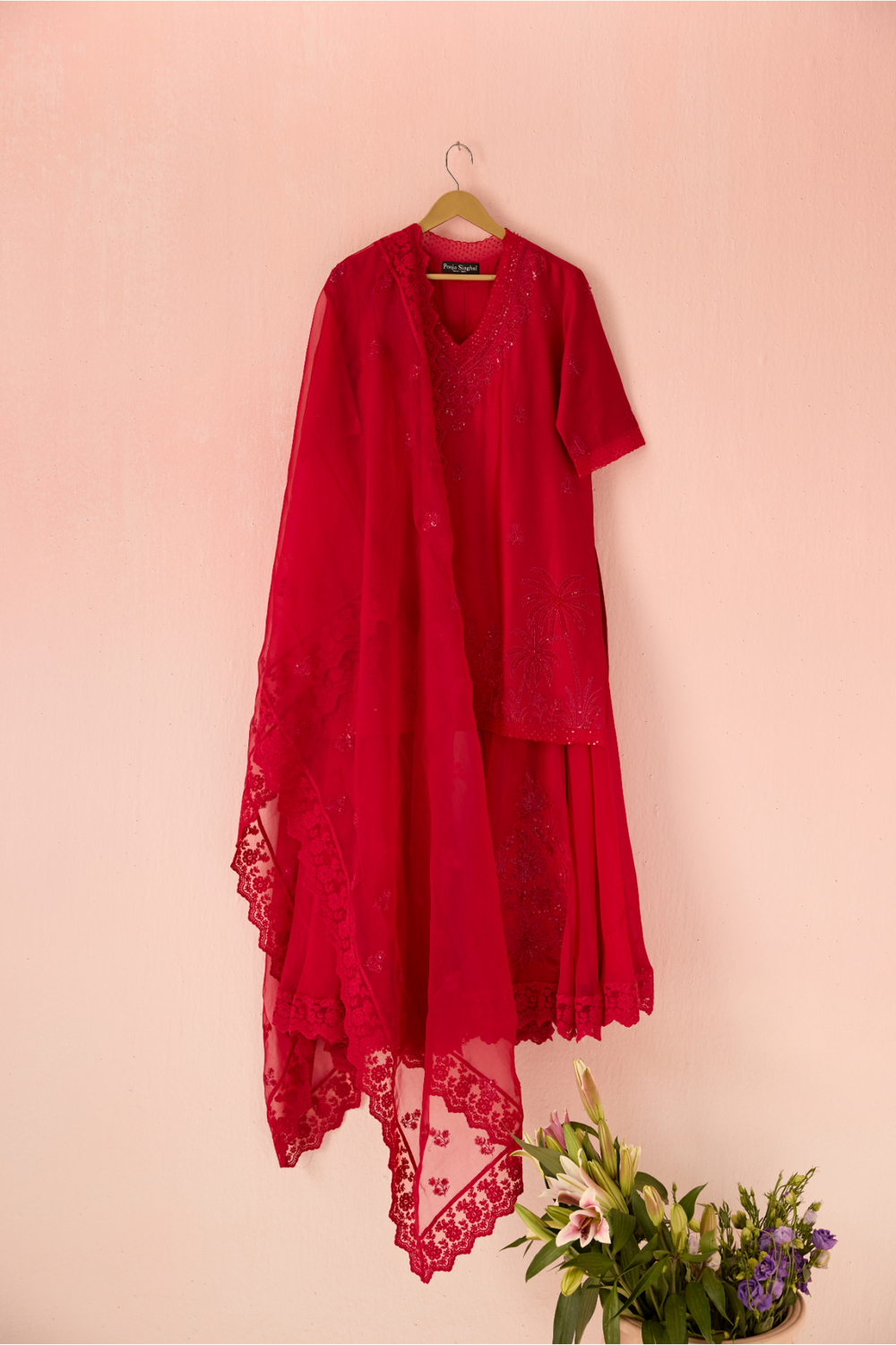 Crimson Bahaara Chanderi Silk Short Kurta Set