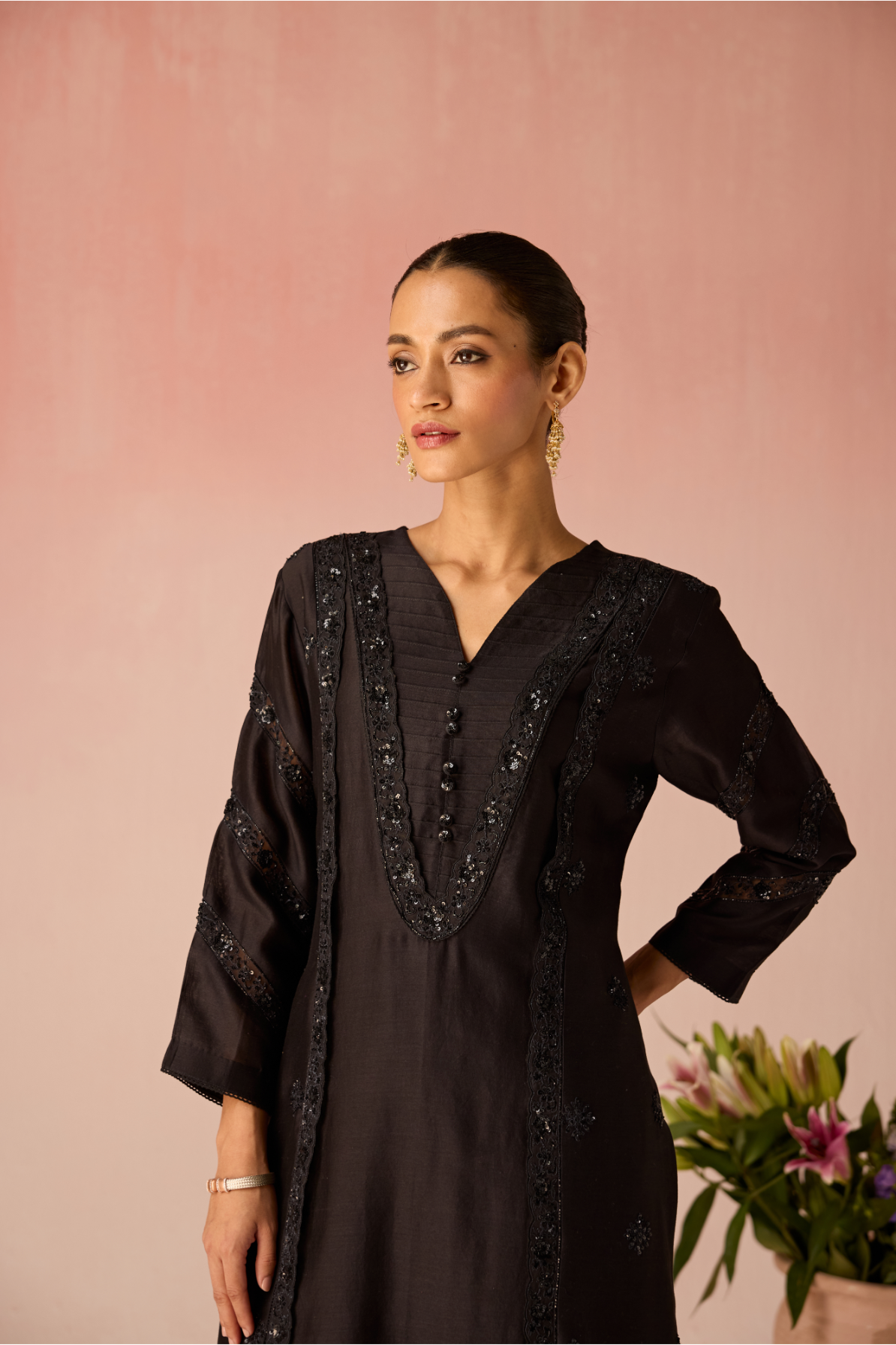 Cream Bahaara Chanderi Silk Kurta Set