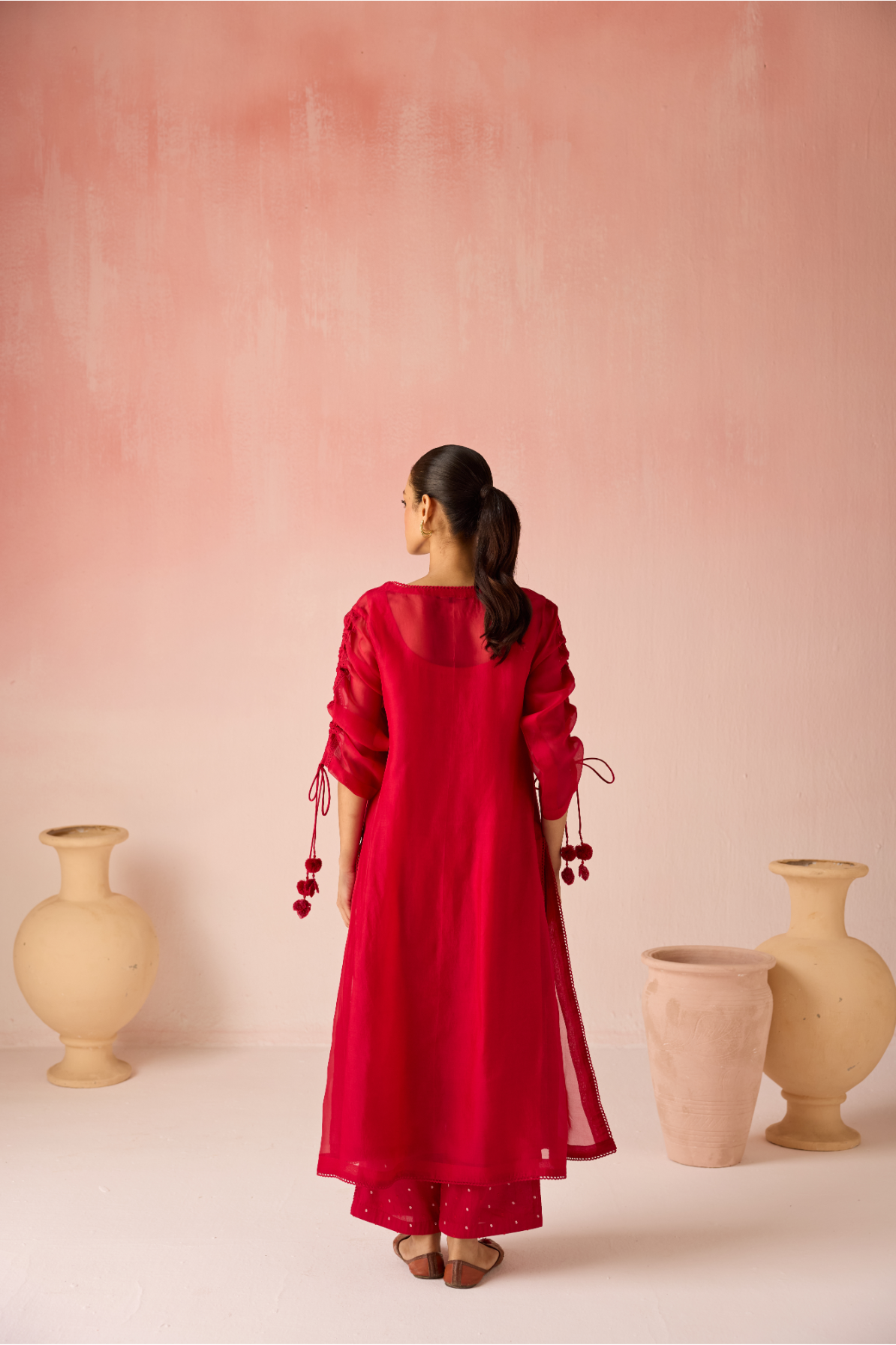 Red Ruby Bahaara Organza Kurta Set