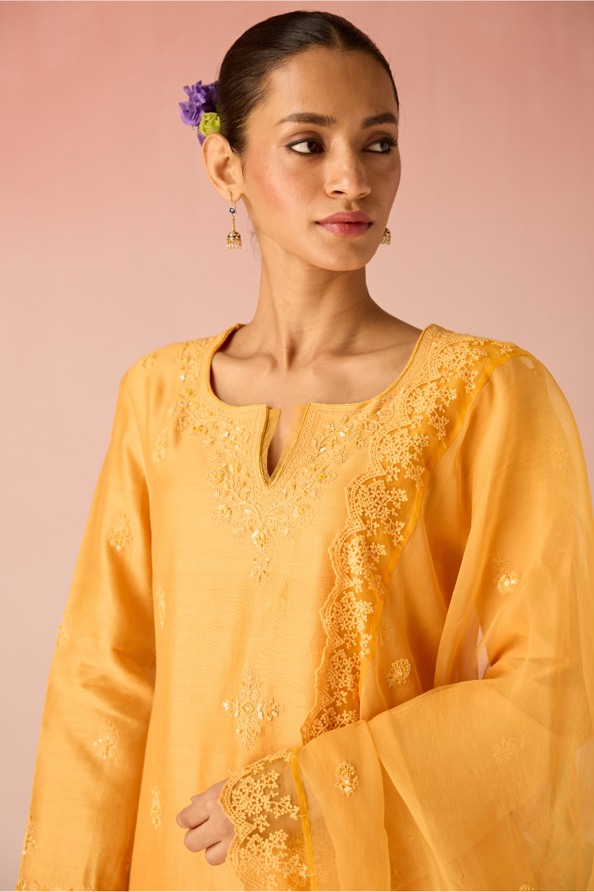 Orange Glow Bahaara Long Kurta Set