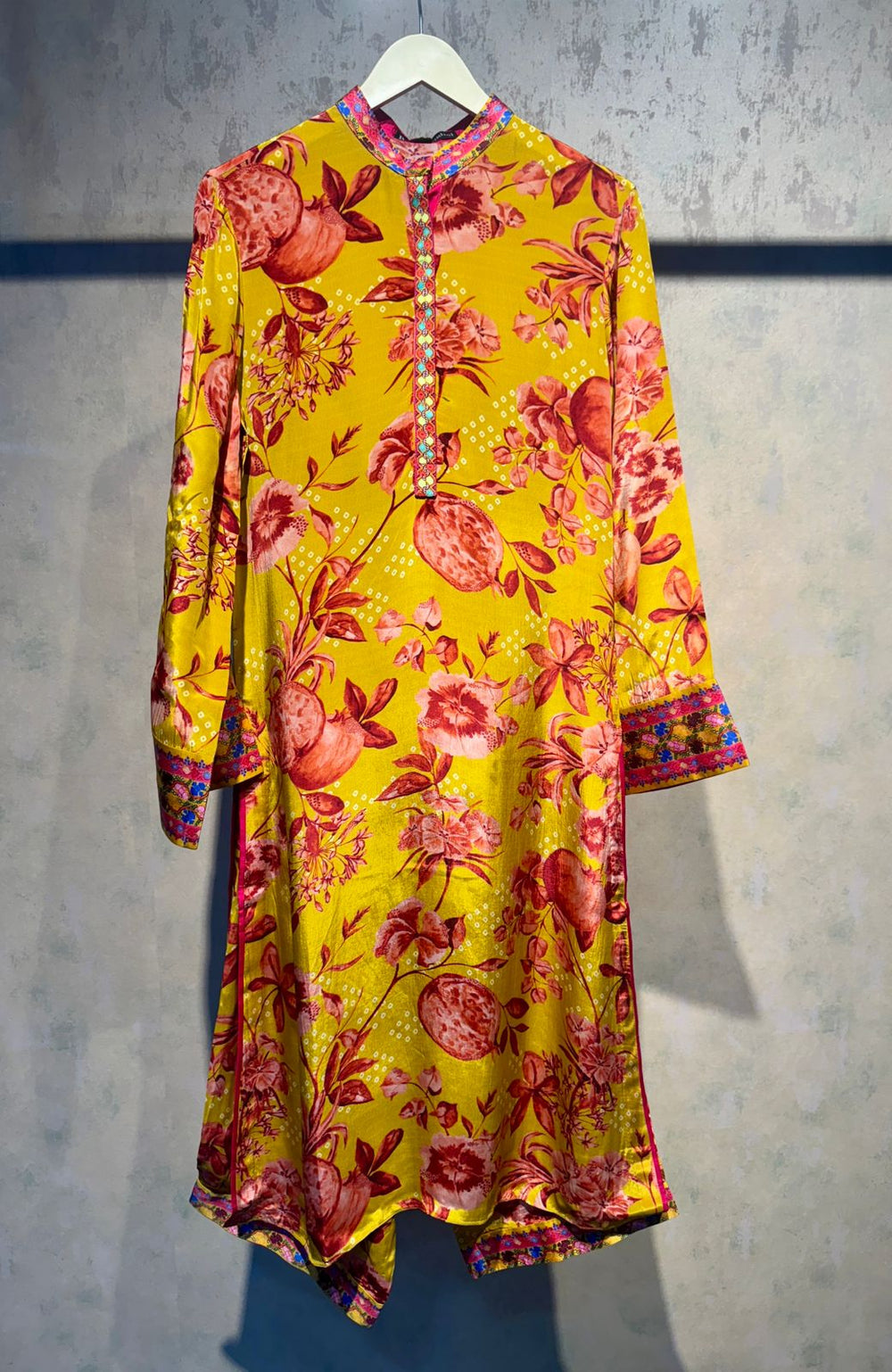 Kurta with embroidery print borders and  Pants